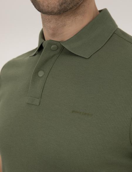 Haki Dokulu Slim Fit Polo Yaka Tişört - 50269310028