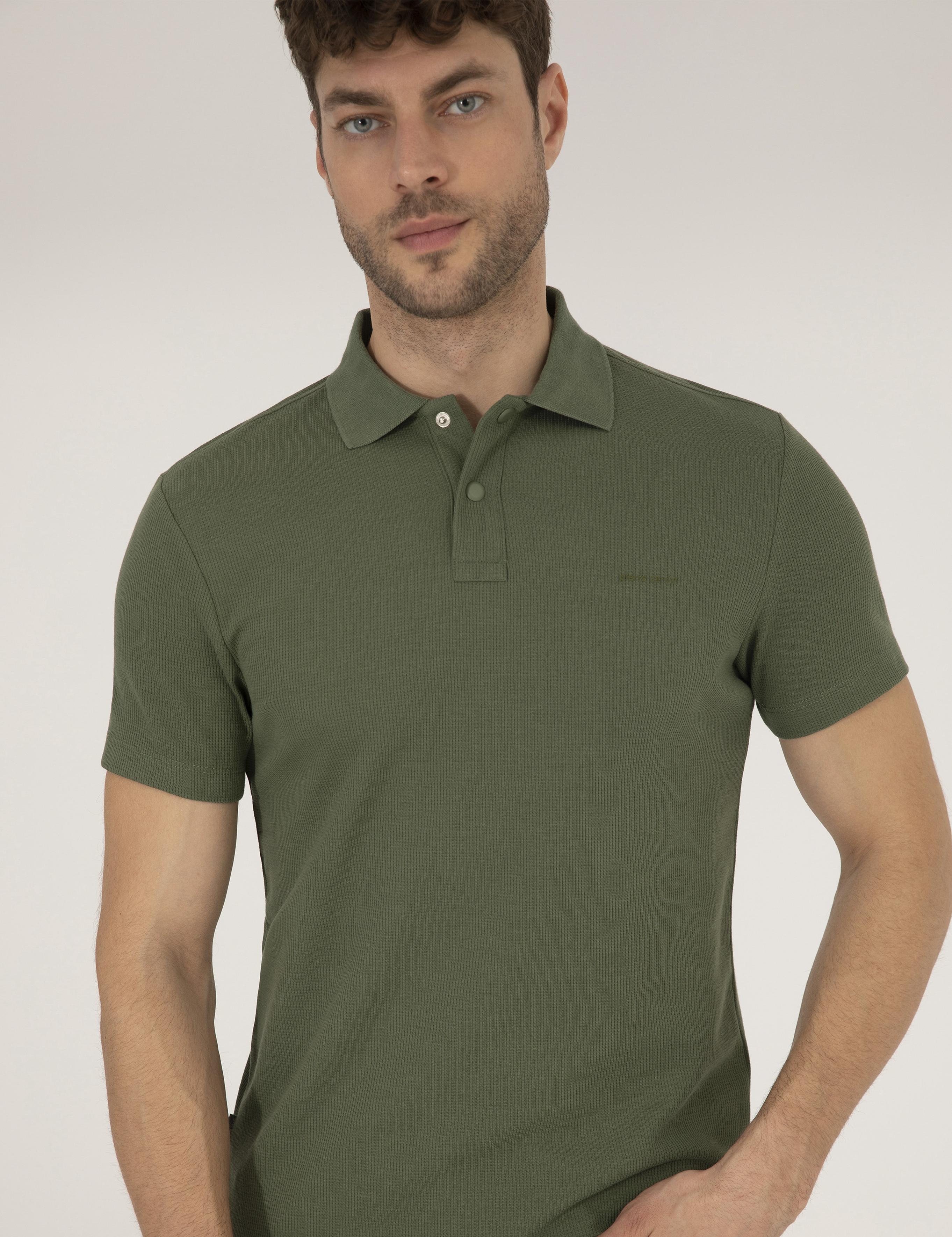 Haki Dokulu Slim Fit Polo Yaka Tişört