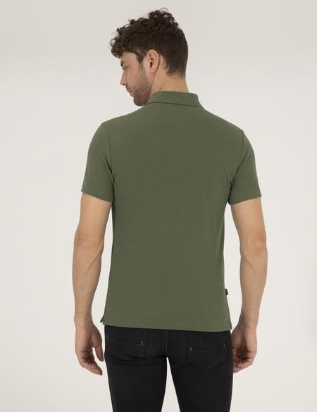 Haki Dokulu Slim Fit Polo Yaka Tişört - 50269310028