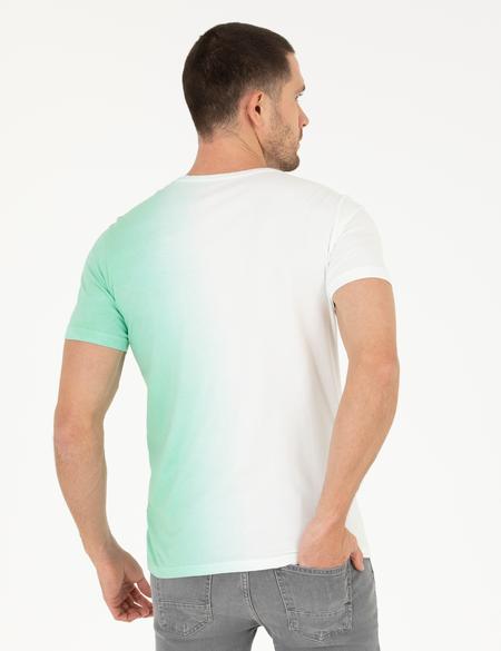 Açık Yeşil Slim Fit Degrade Geçişli Bisiklet Yaka Tişört - 50262634024