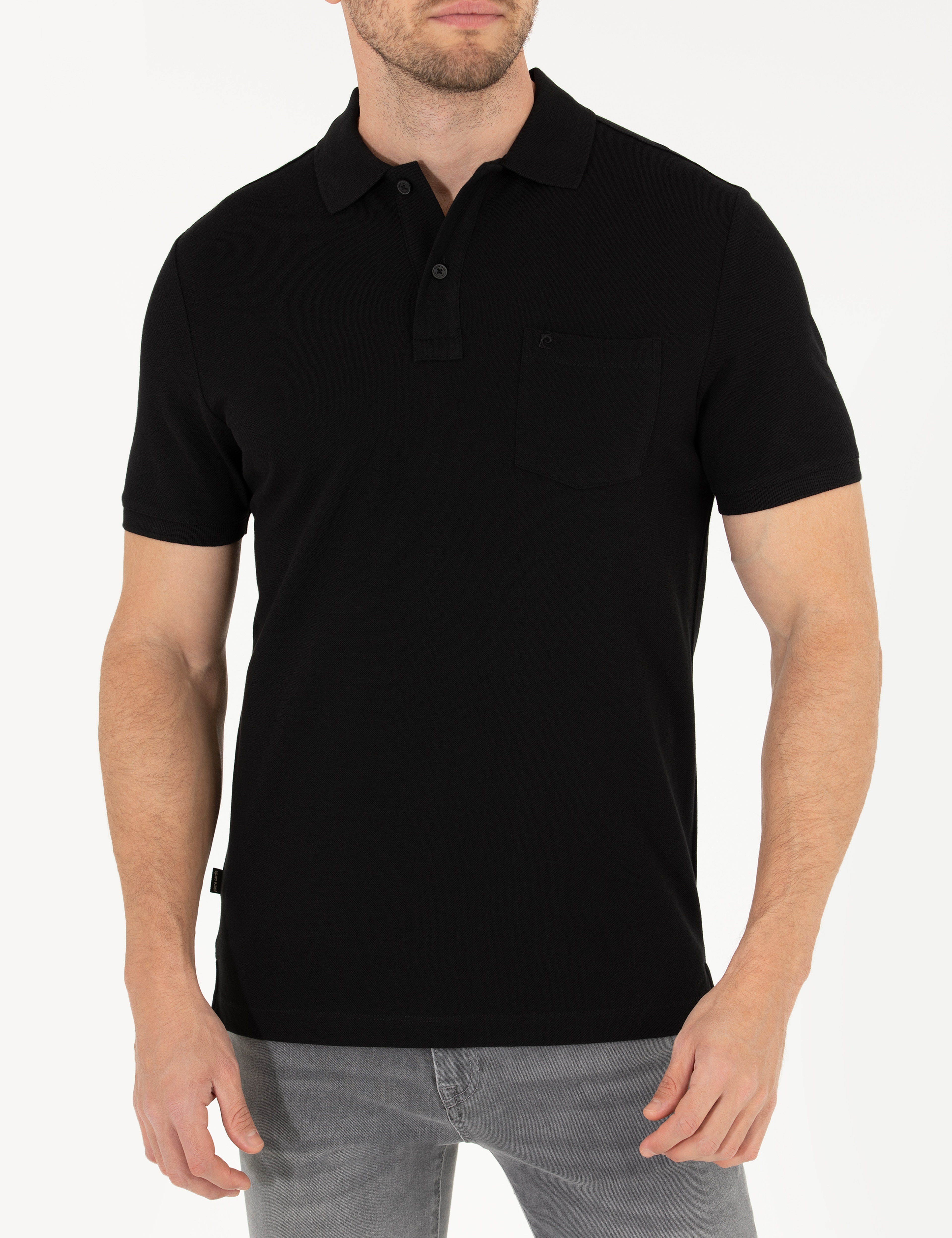 Siyah Regular Fit Polo Yaka Basic Tişört - Image 6