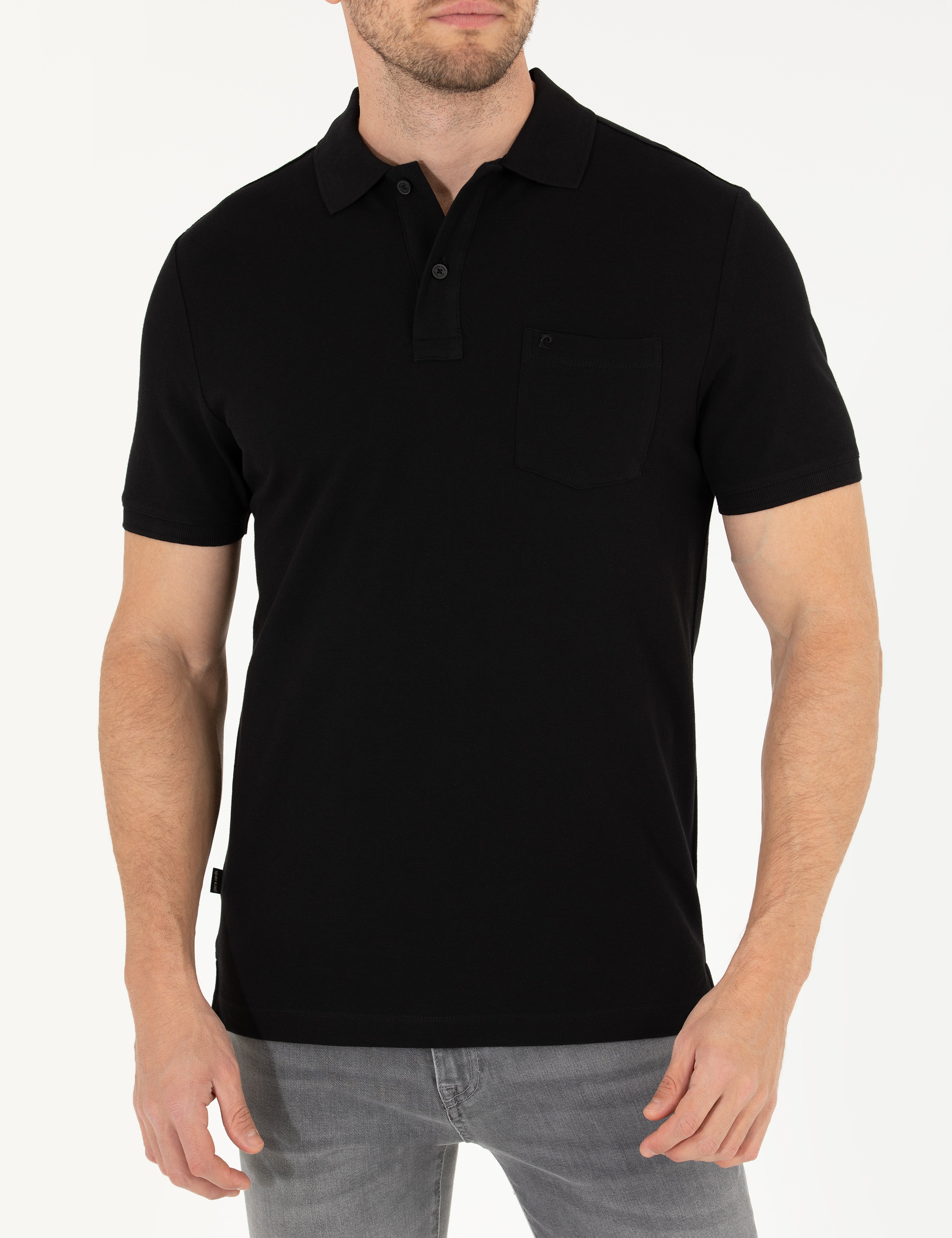 Siyah Regular Fit Polo Yaka Basic Tişört