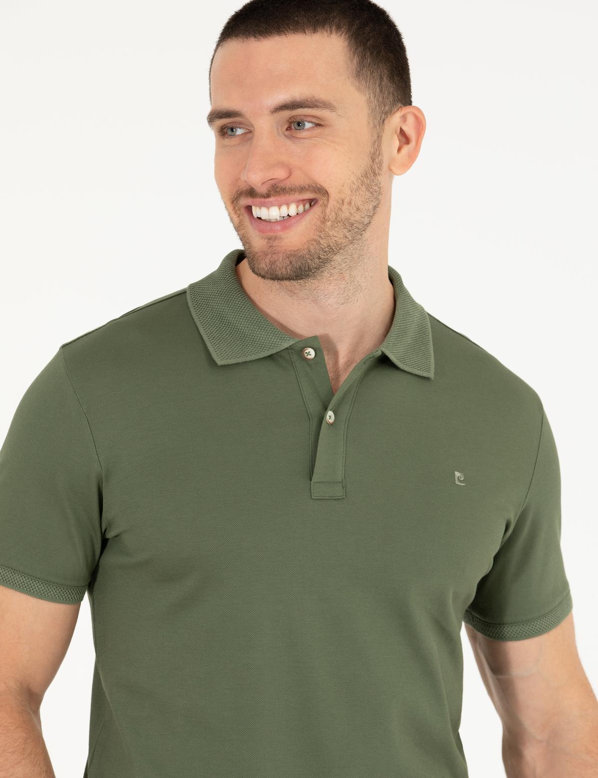 Haki Slim Fit Polo Yaka Merserize Tişört - 50262665093