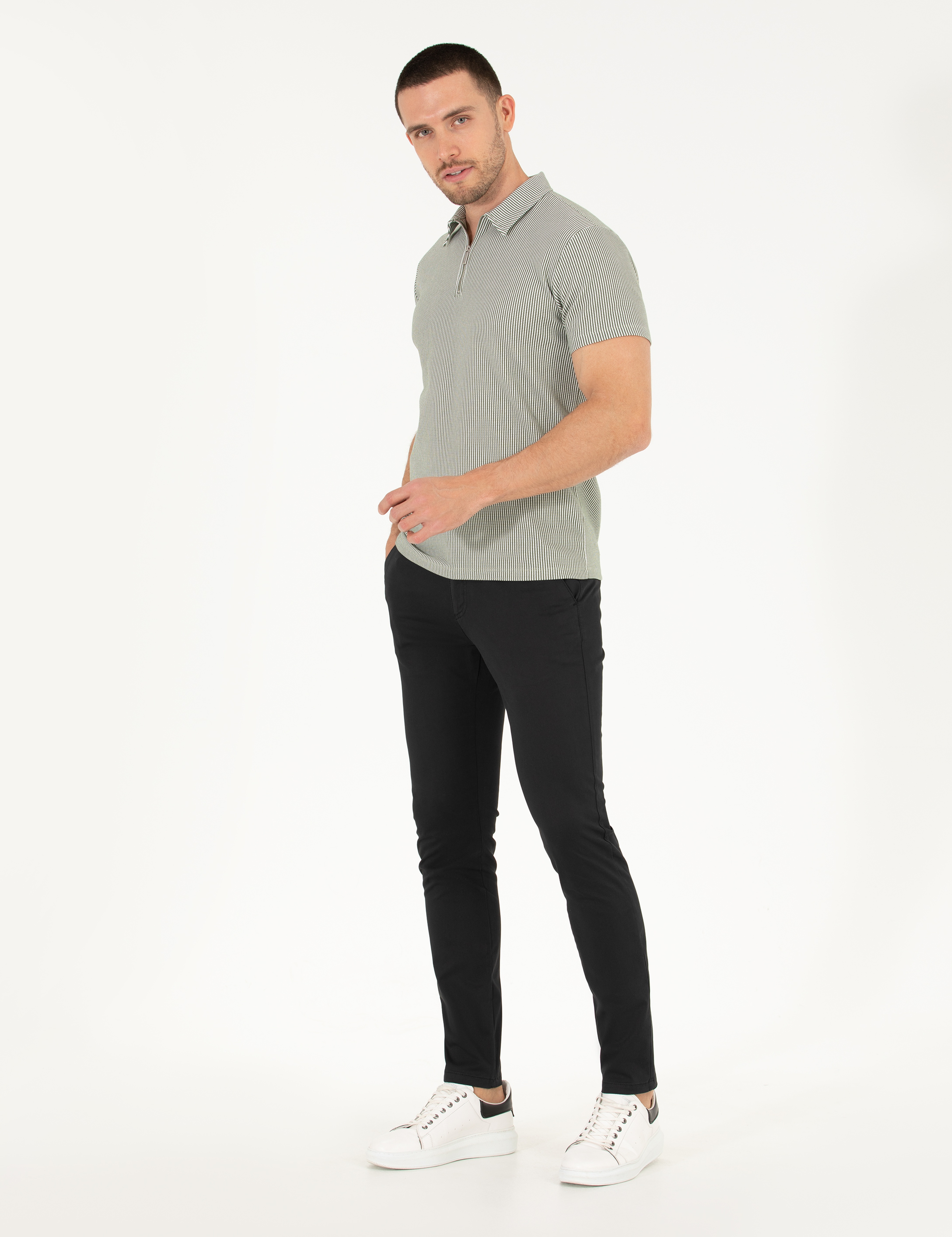 Siyah Slim Fit Basic Chino Pantolon - Image 3