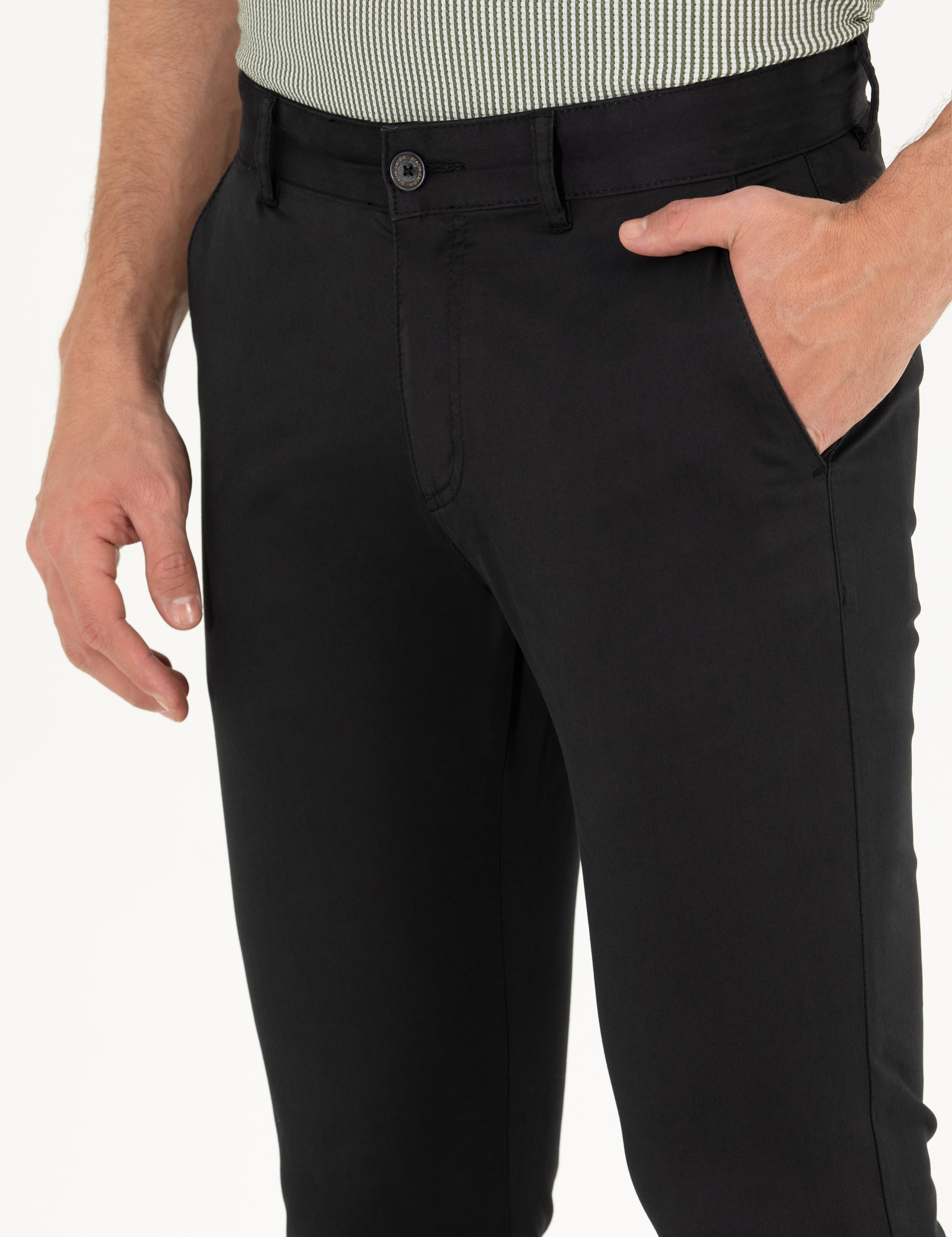 Siyah Slim Fit Basic Chino Pantolon - Image 6
