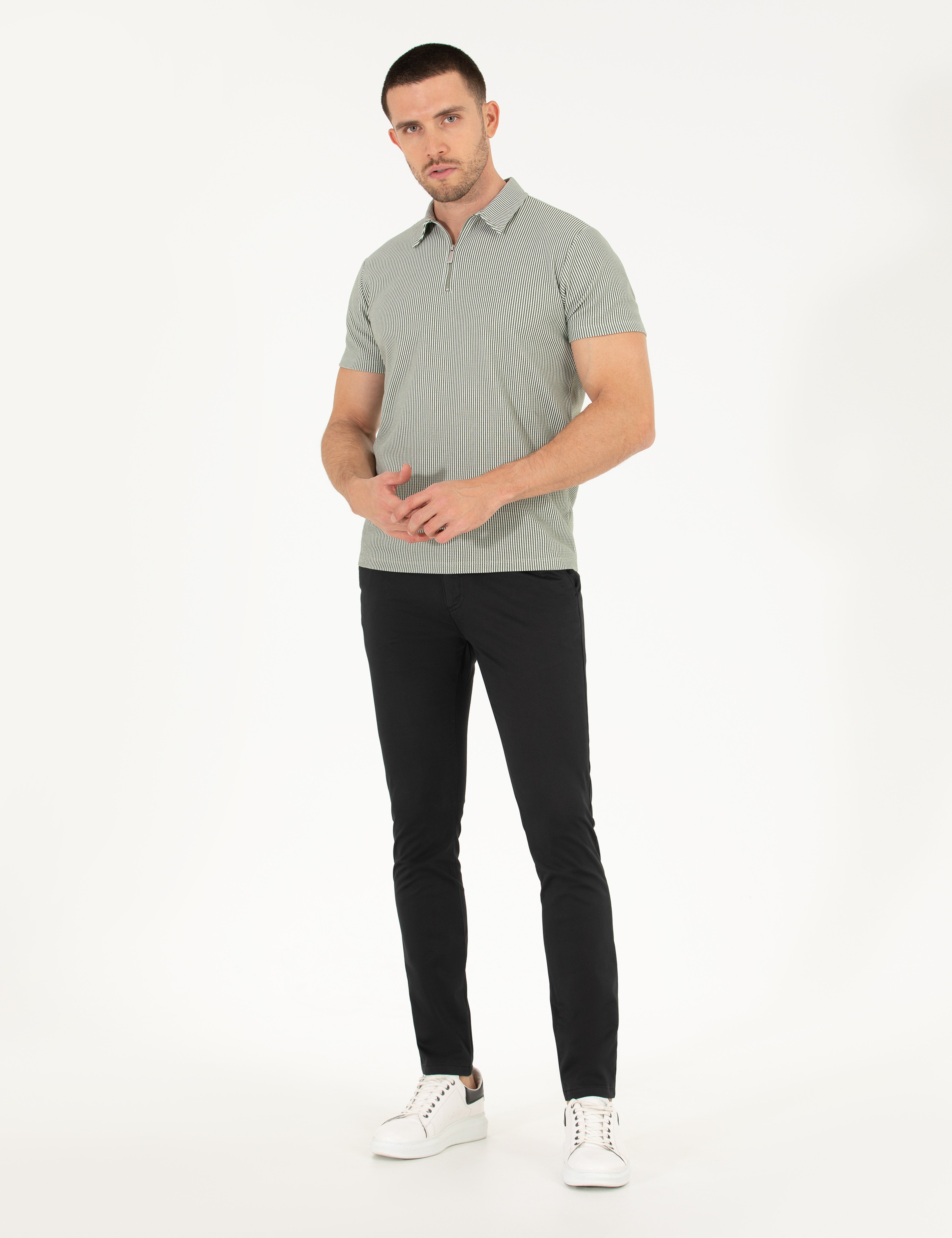 Siyah Slim Fit Basic Chino Pantolon - Image 1