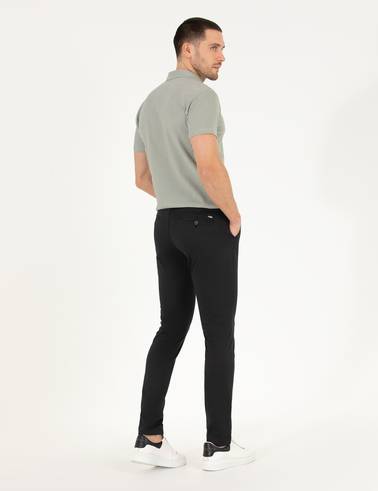 Siyah Slim Fit Basic Chino Pantolon
