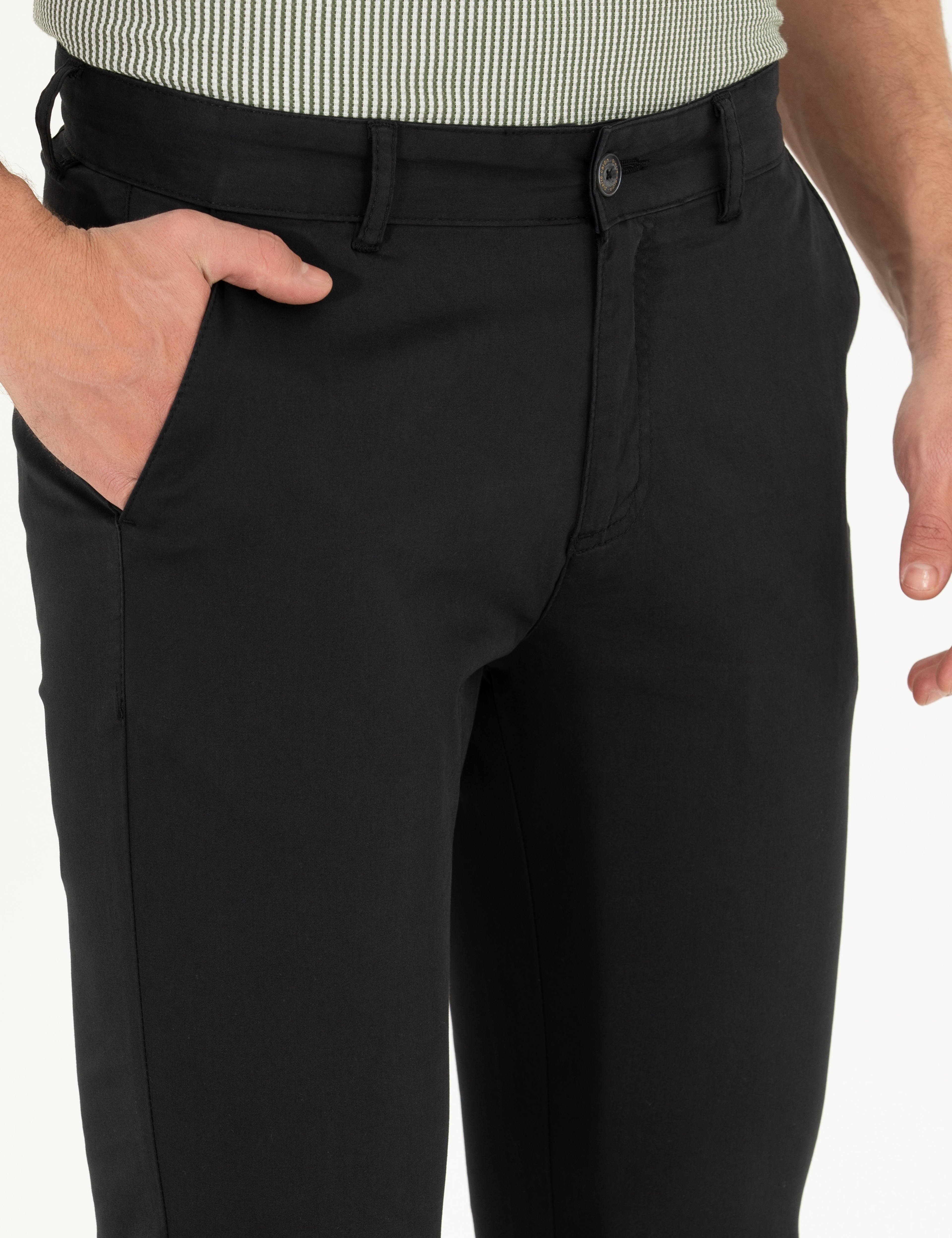 Siyah Slim Fit Basic Chino Pantolon - Image 5