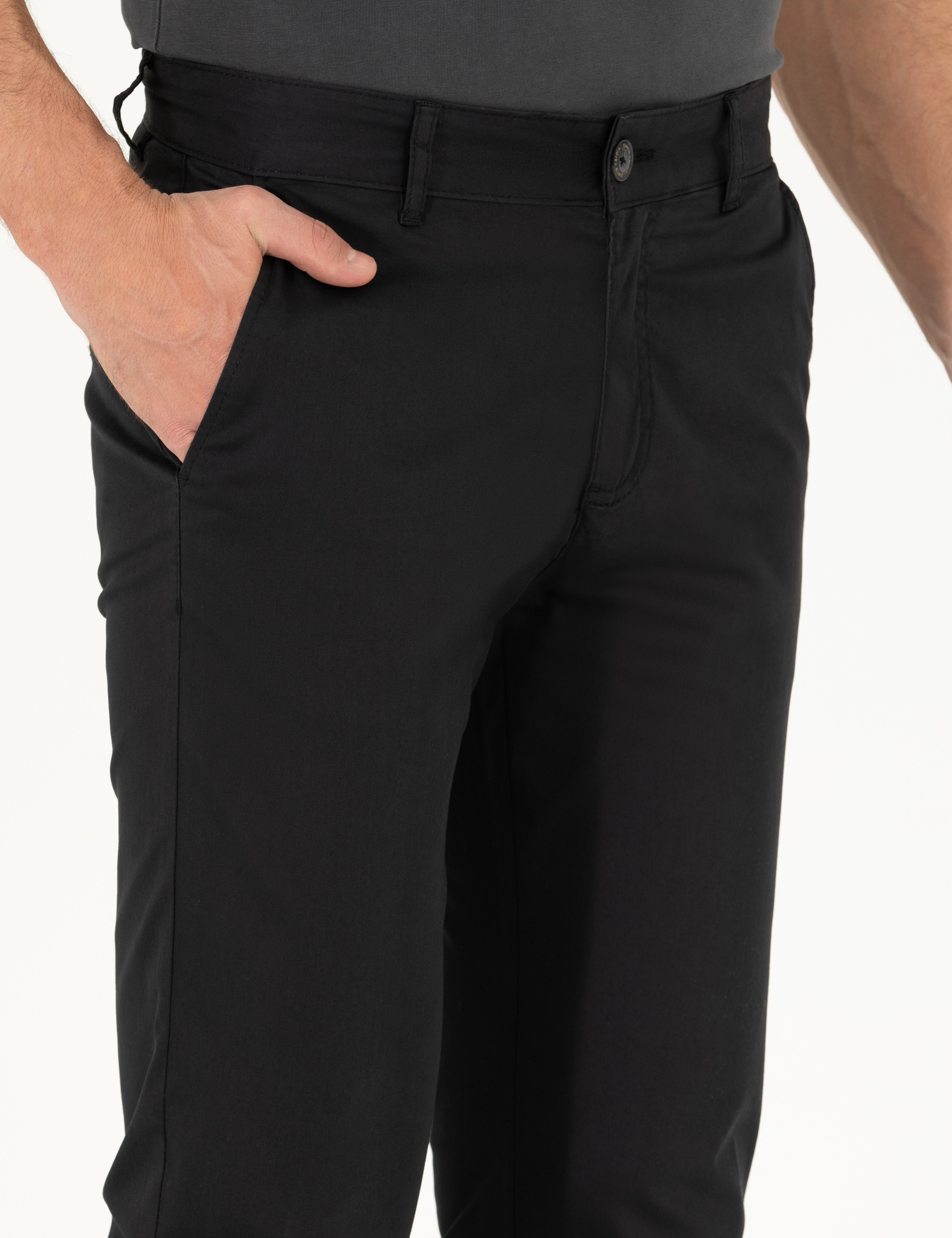 Siyah Regular Fit Kanvas Pantolon