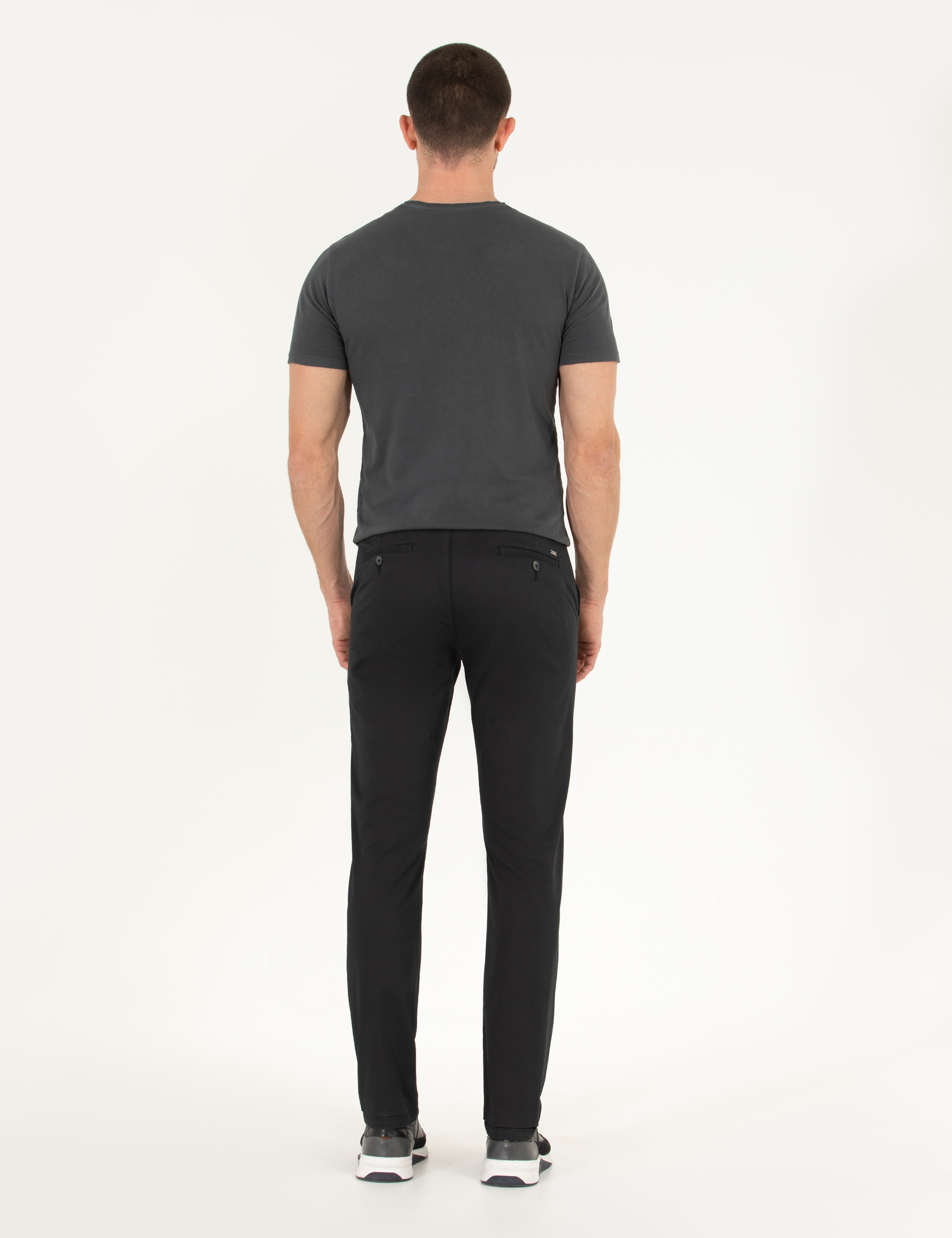 Siyah Regular Fit Kanvas Pantolon - Image 4
