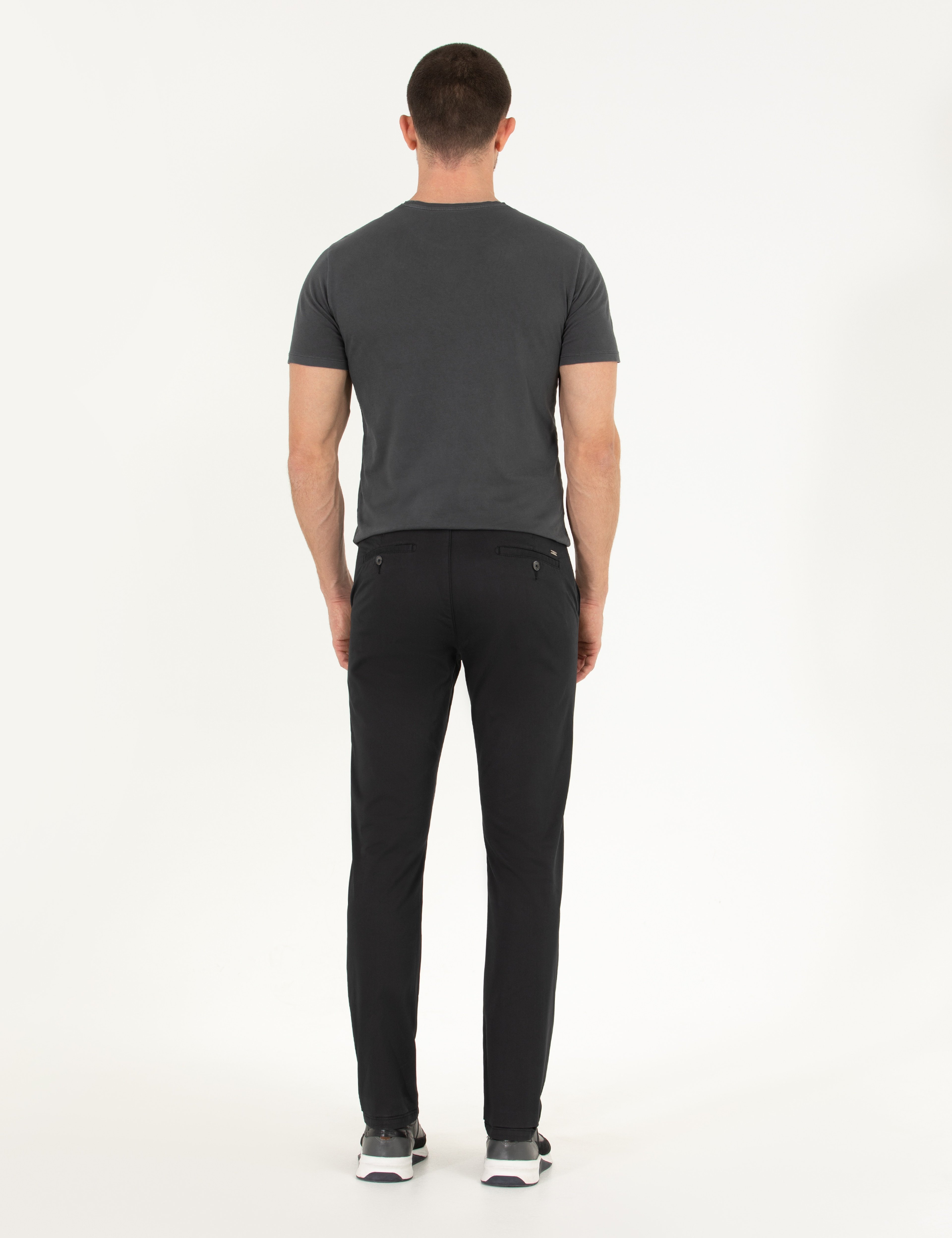 Siyah Regular Fit Kanvas Pantolon
