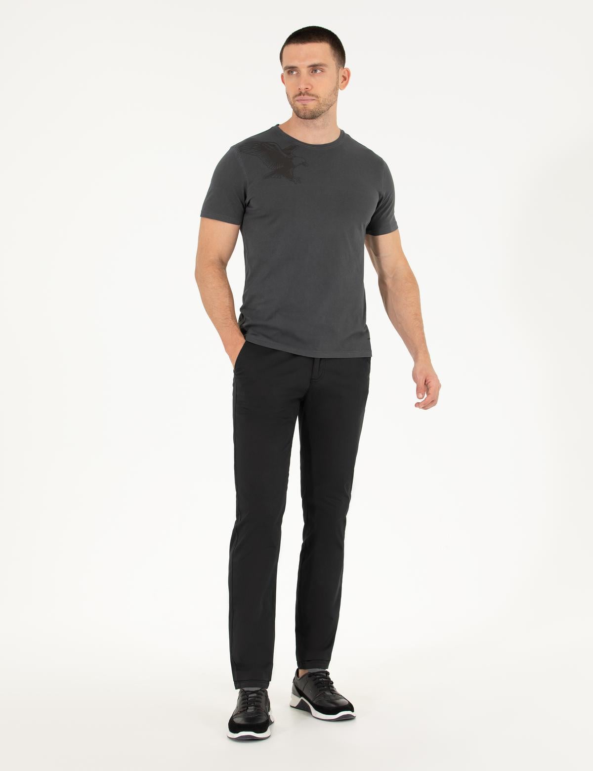 Siyah Regular Fit Kanvas Pantolon