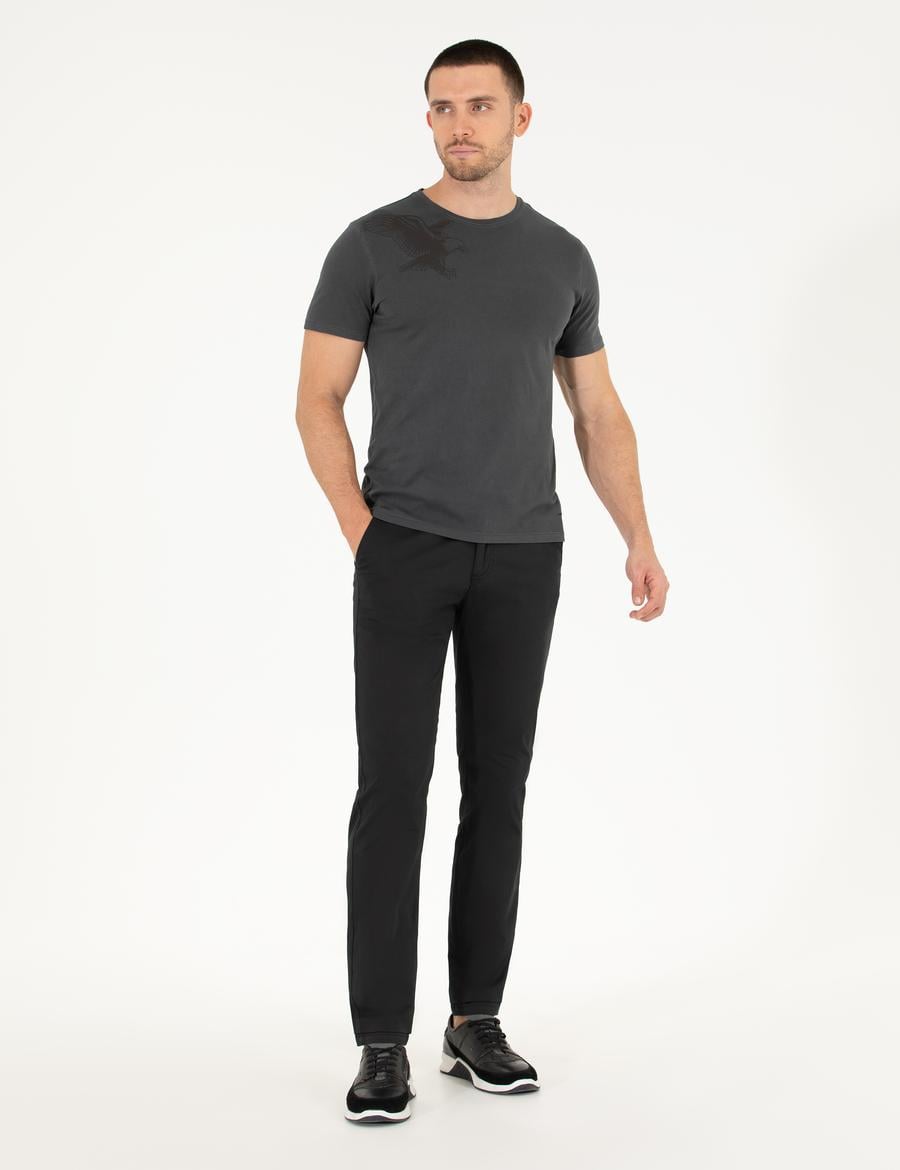 Siyah Regular Fit Kanvas Pantolon