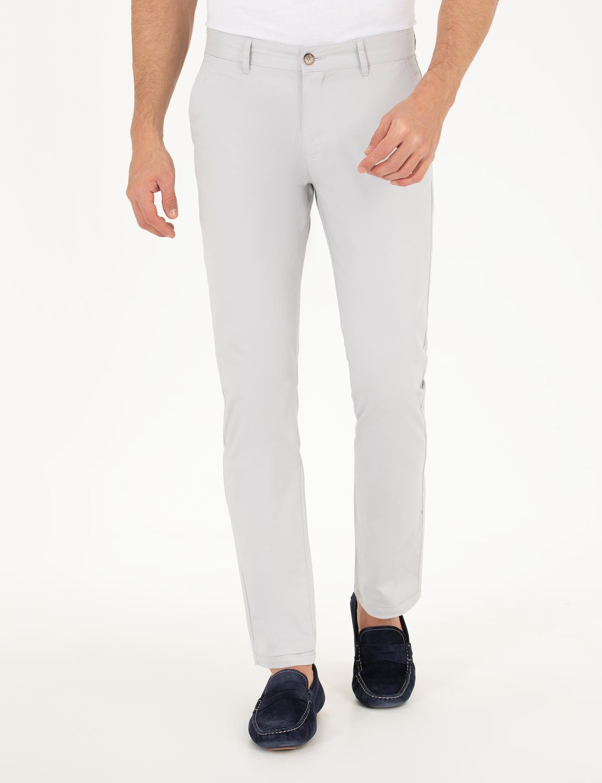 Açık Gri Regular Fit Kanvas Pantolon - 50268860329