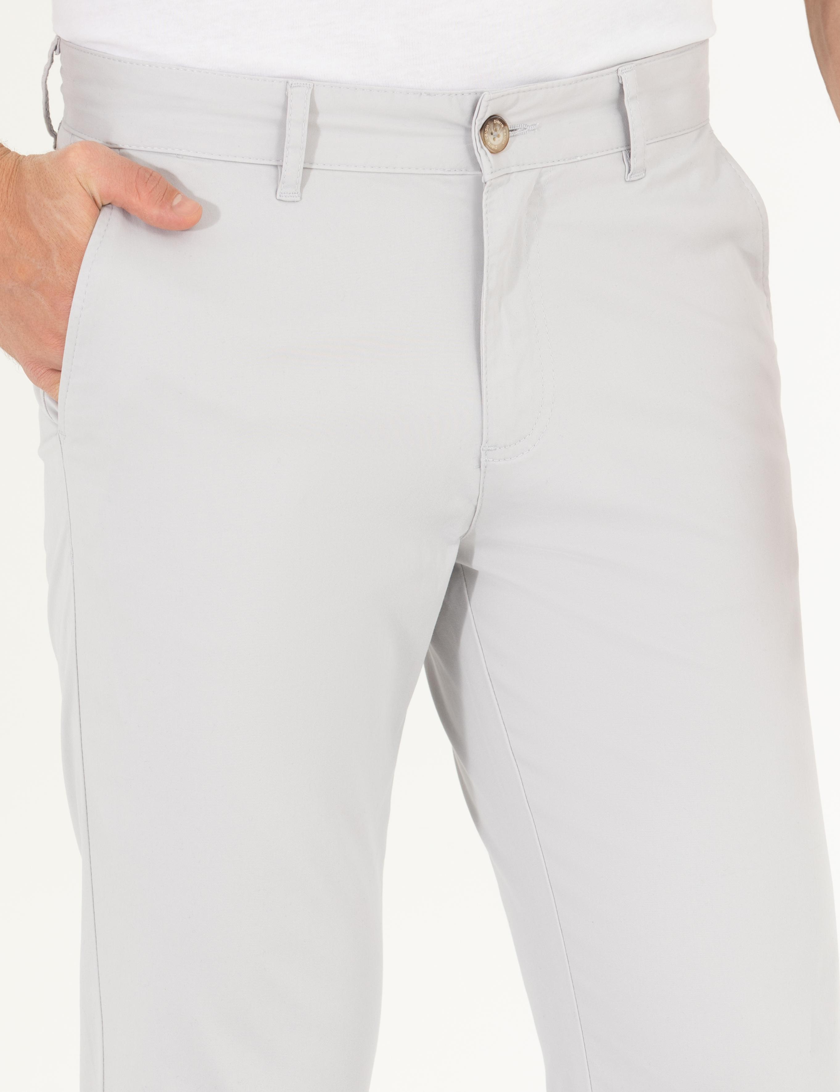 Açık Gri Regular Fit Kanvas Pantolon