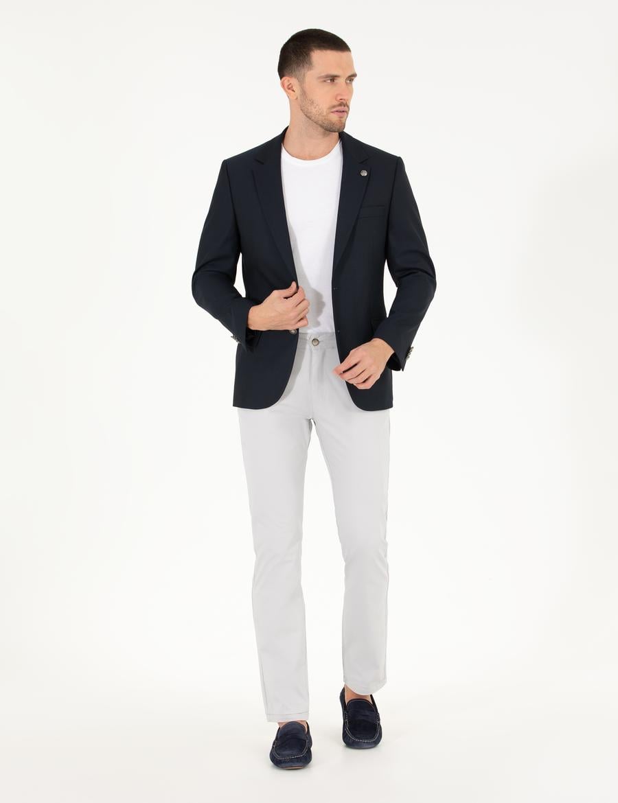 Açık Gri Regular Fit Kanvas Pantolon