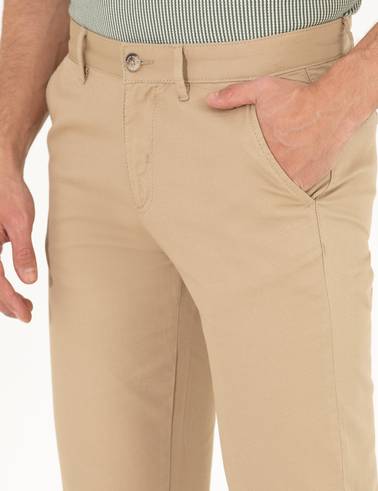 Bej Regular Fit Kanvas Pantolon