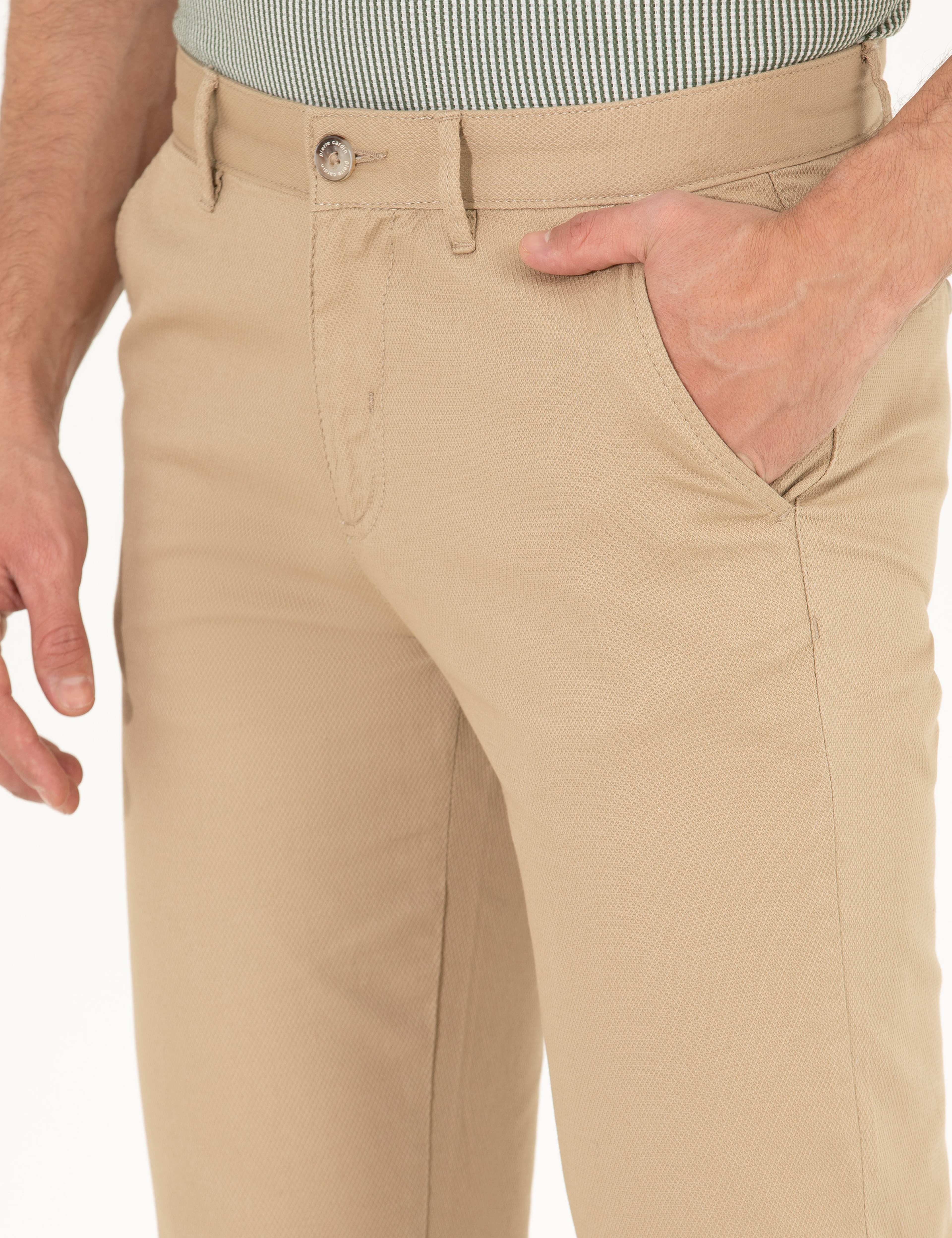 Bej Regular Fit Kanvas Pantolon