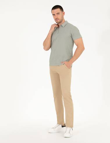 Bej Regular Fit Kanvas Pantolon