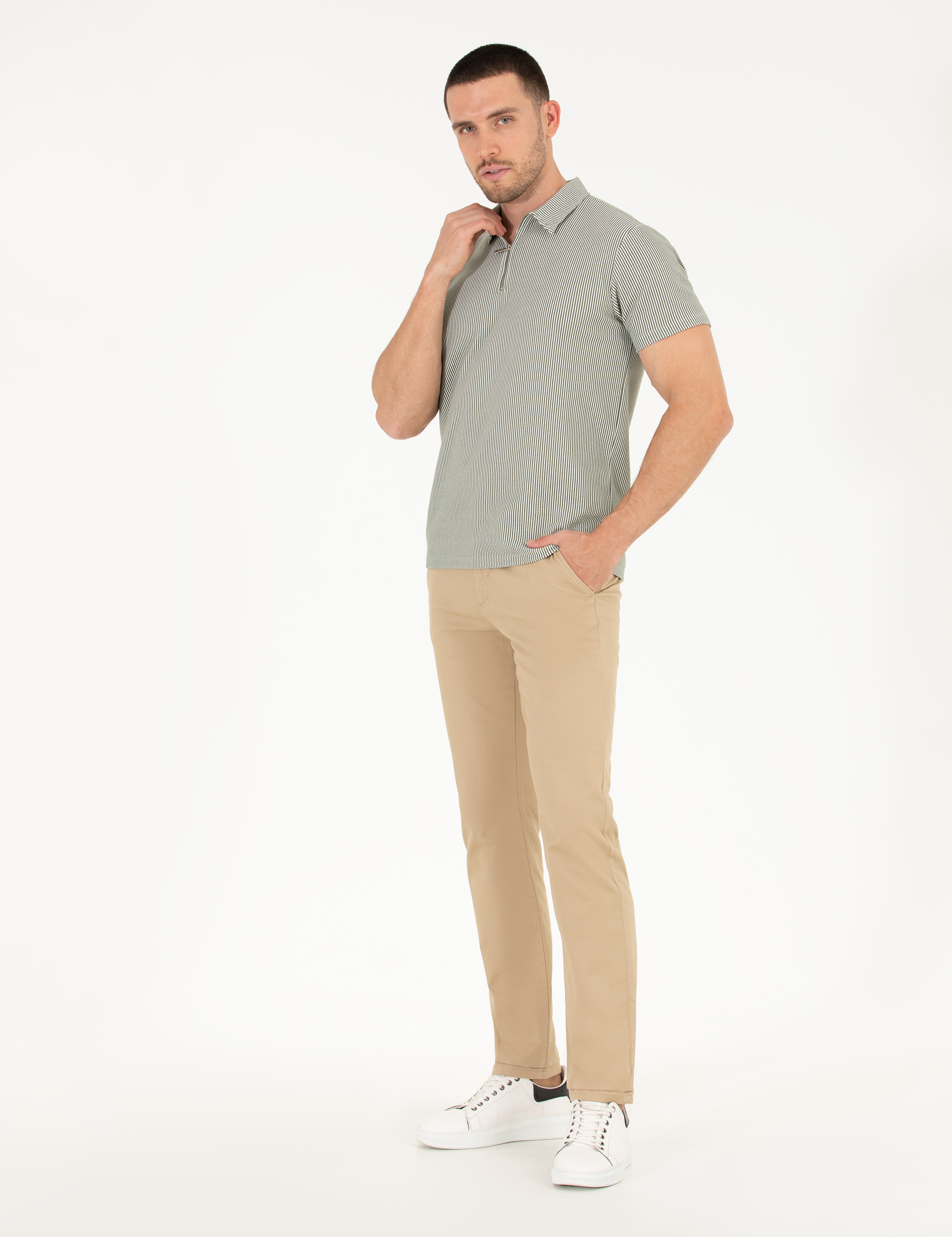 Bej Regular Fit Kanvas Pantolon - Image 3