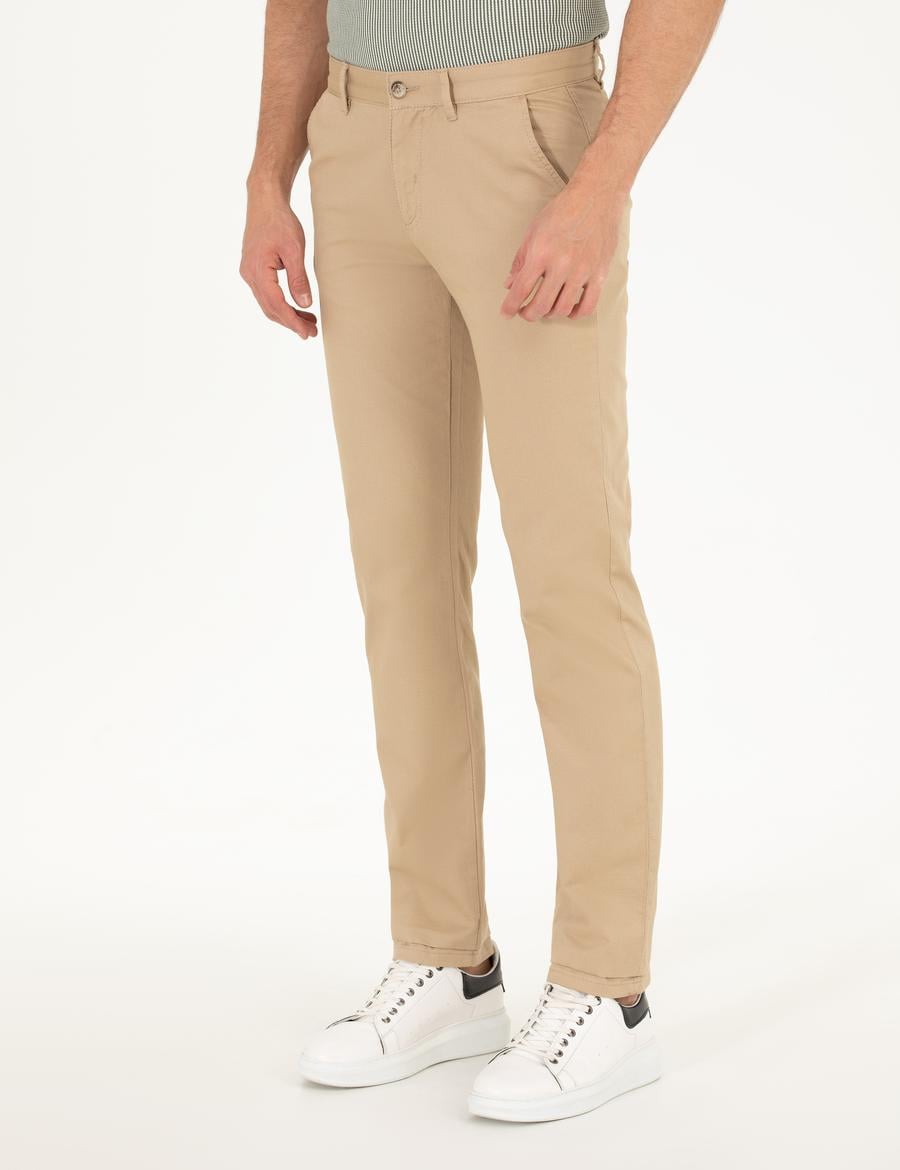 Bej Regular Fit Kanvas Pantolon