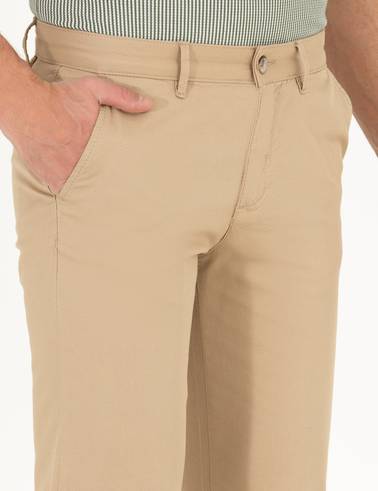 Bej Regular Fit Kanvas Pantolon
