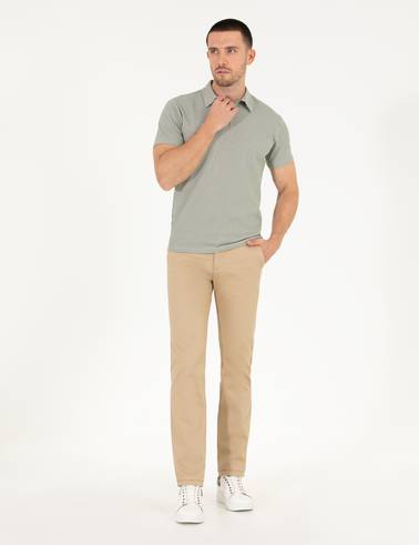 Bej Regular Fit Kanvas Pantolon