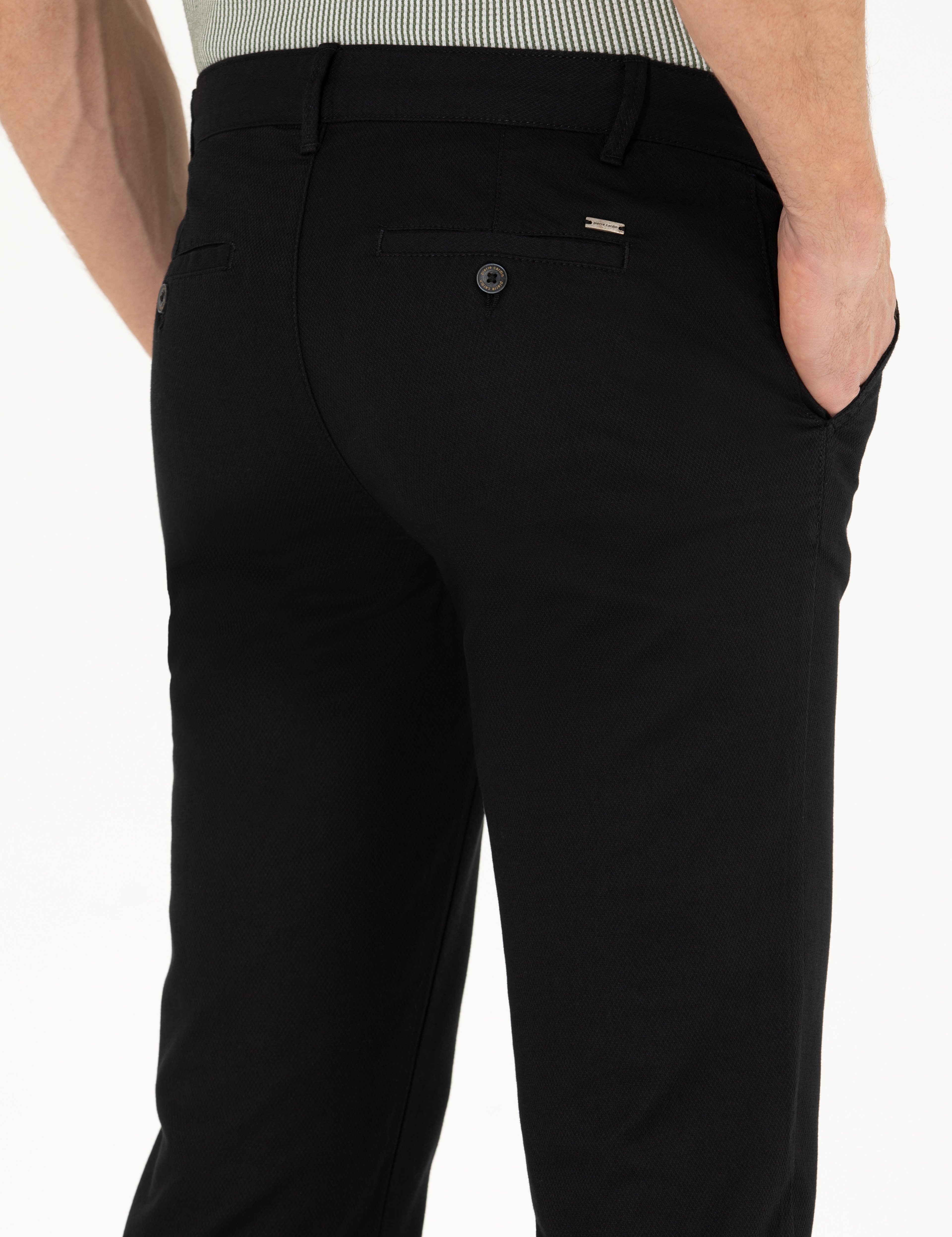 Siyah Regular Fit Kanvas Pantolon - Image 7