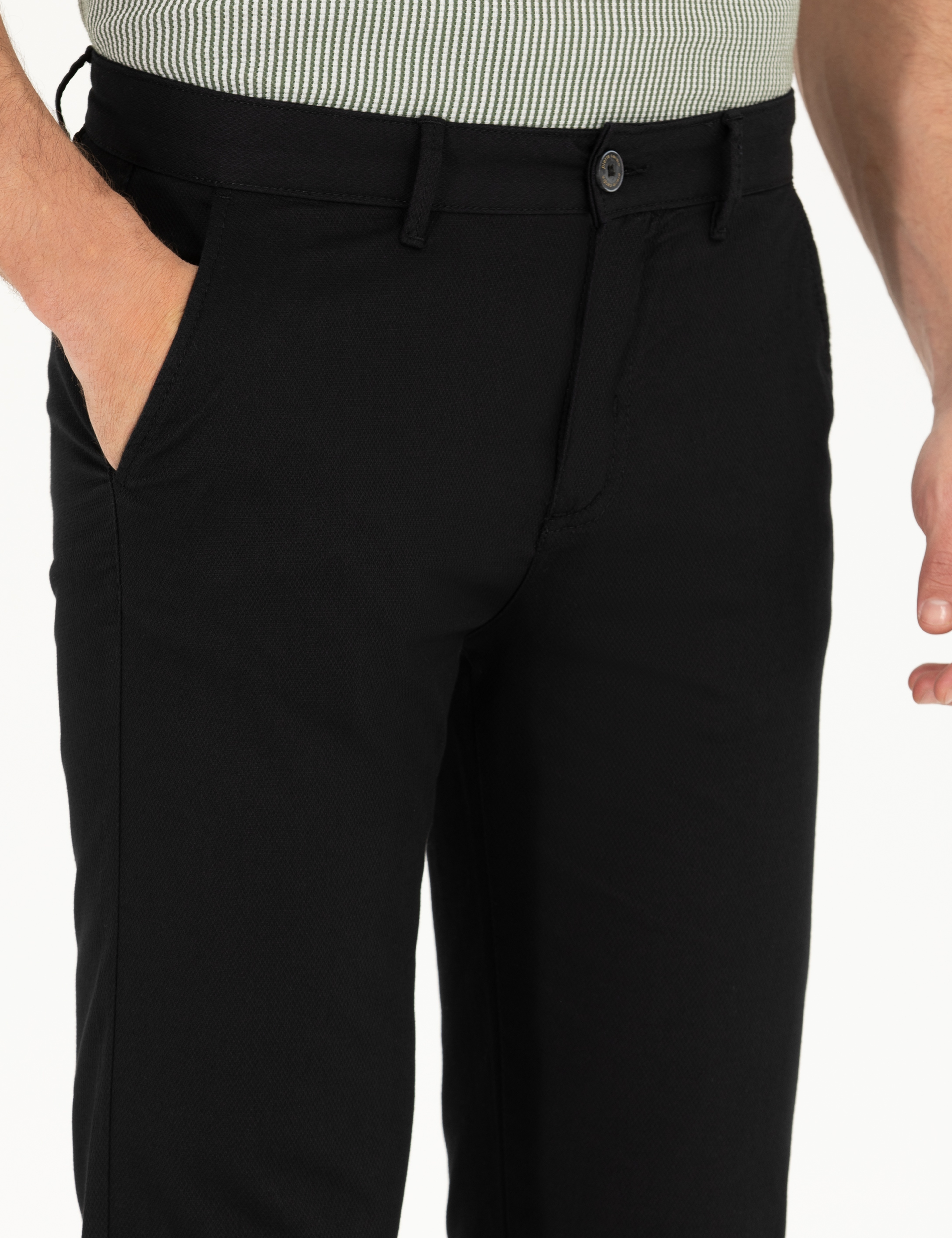 Siyah Regular Fit Kanvas Pantolon