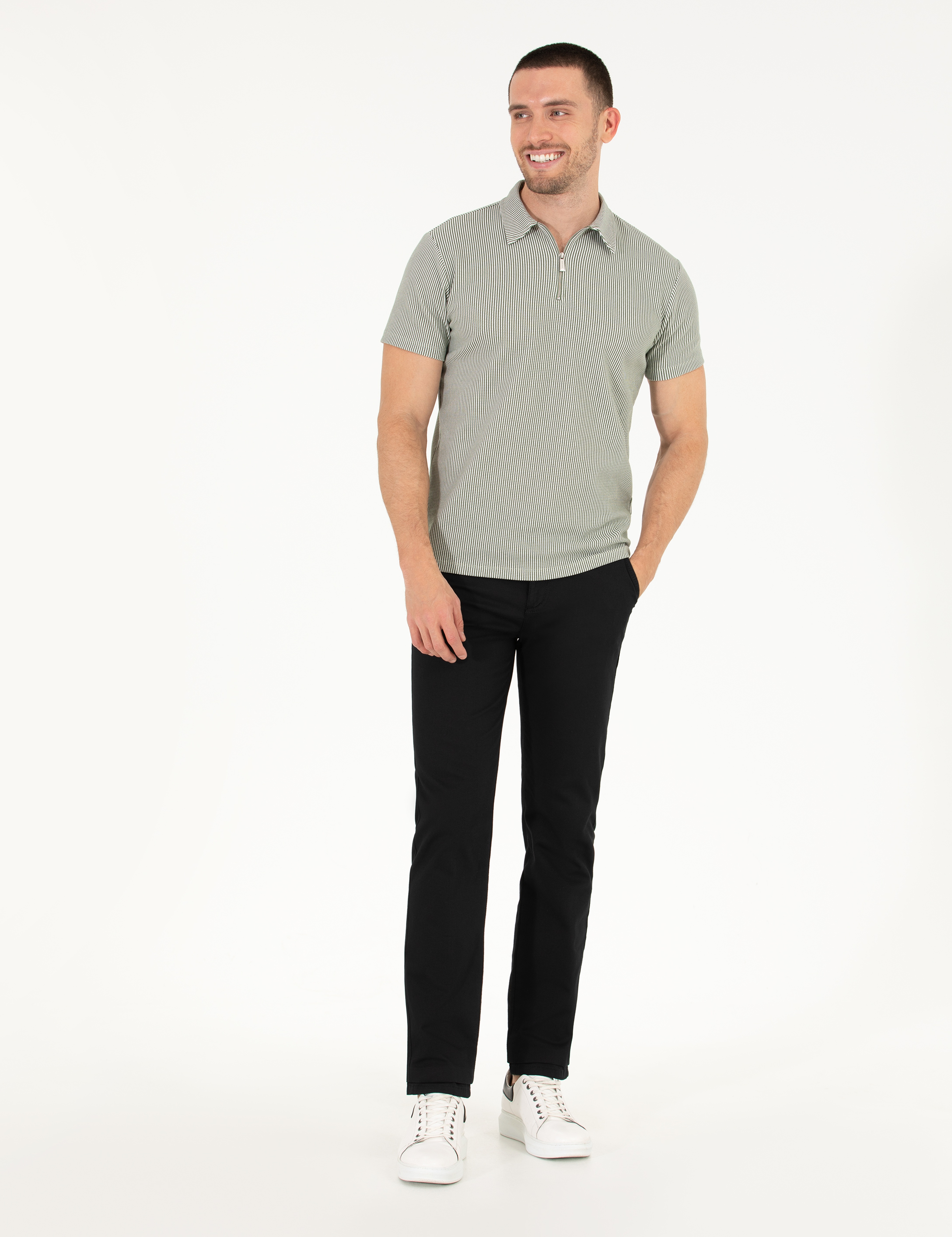Siyah Regular Fit Kanvas Pantolon - Image 3