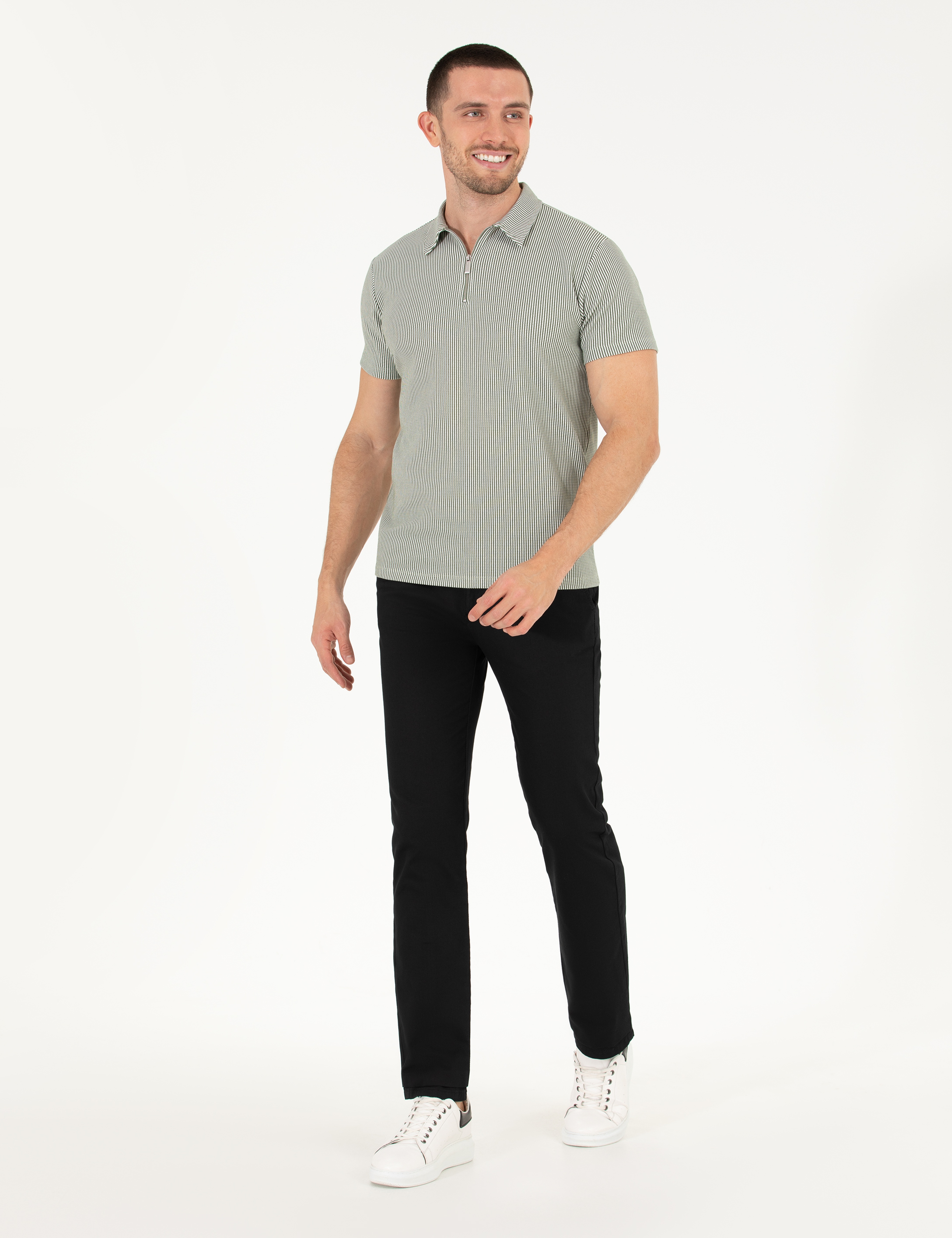 Siyah Regular Fit Kanvas Pantolon - Image 1
