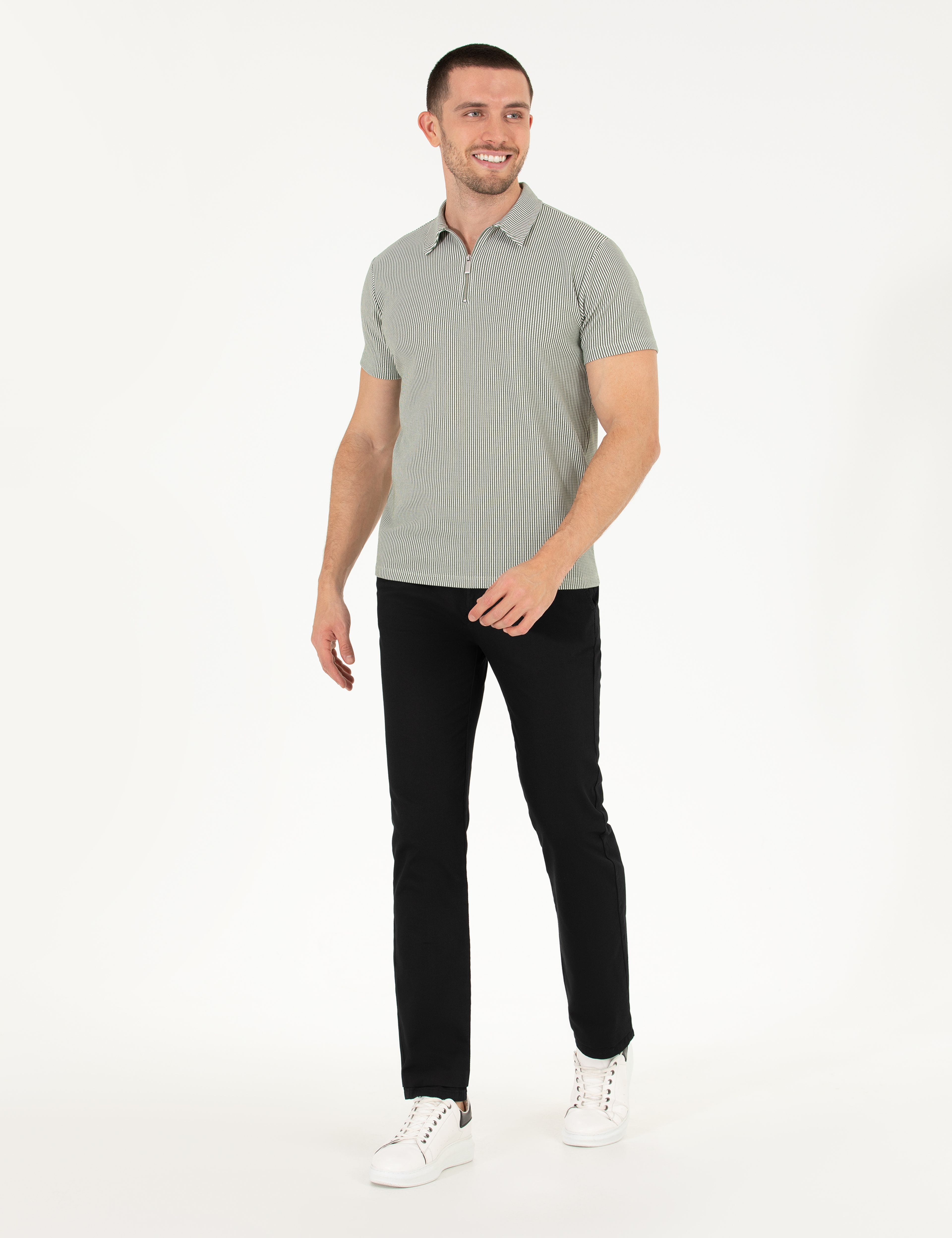 Siyah Regular Fit Kanvas Pantolon