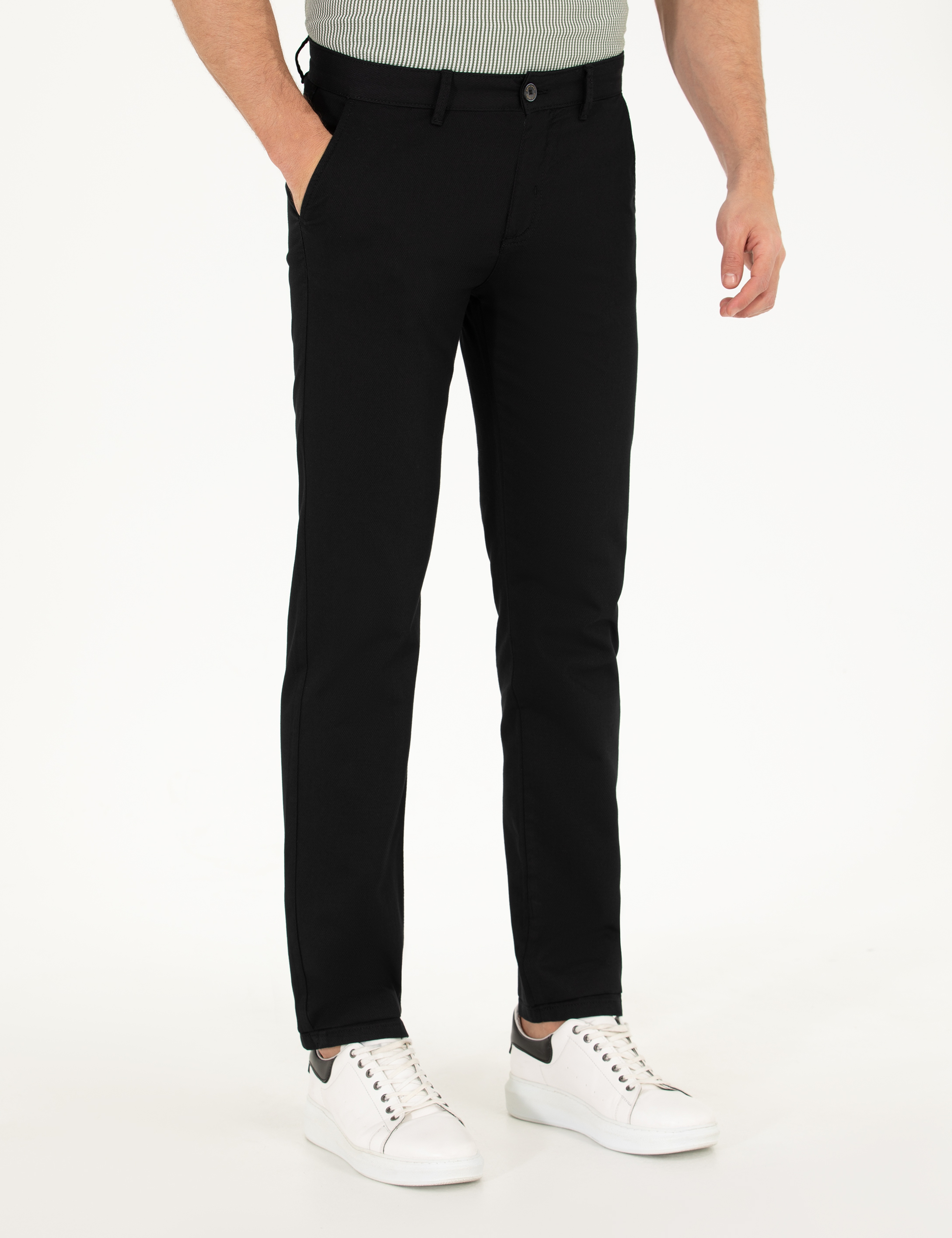 Siyah Regular Fit Kanvas Pantolon
