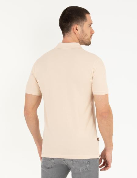 Bej Slim Fit Polo Yaka Basic Tişört - 50262660287