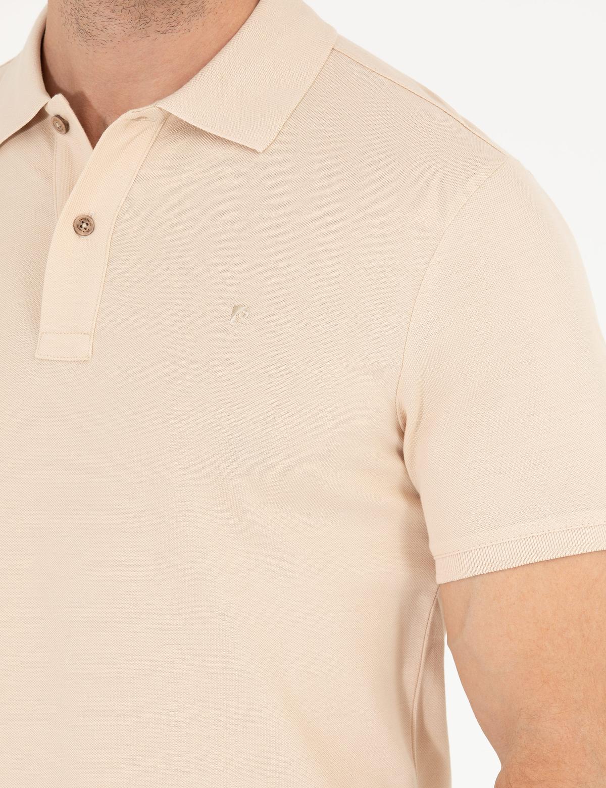 Bej Slim Fit Polo Yaka Basic Tişört - 50262660287