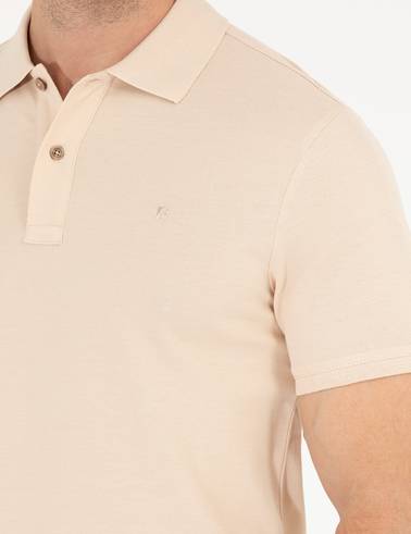 Bej Slim Fit Polo Yaka Basic Tişört
