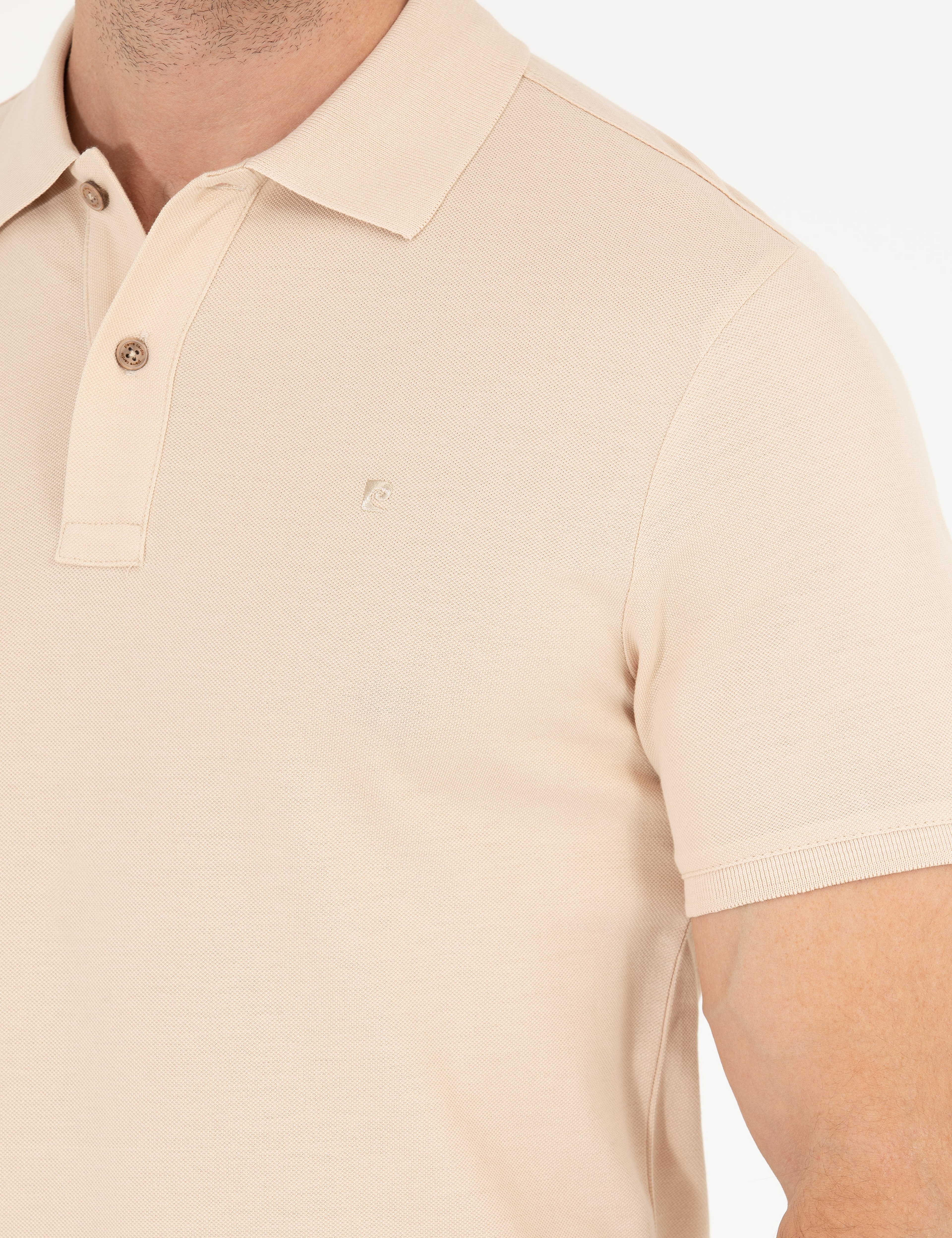 Bej Slim Fit Polo Yaka Basic Tişört