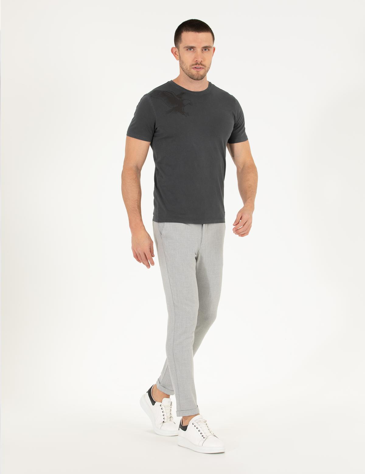 Gri Jogger Fit Kanvas Pantolon