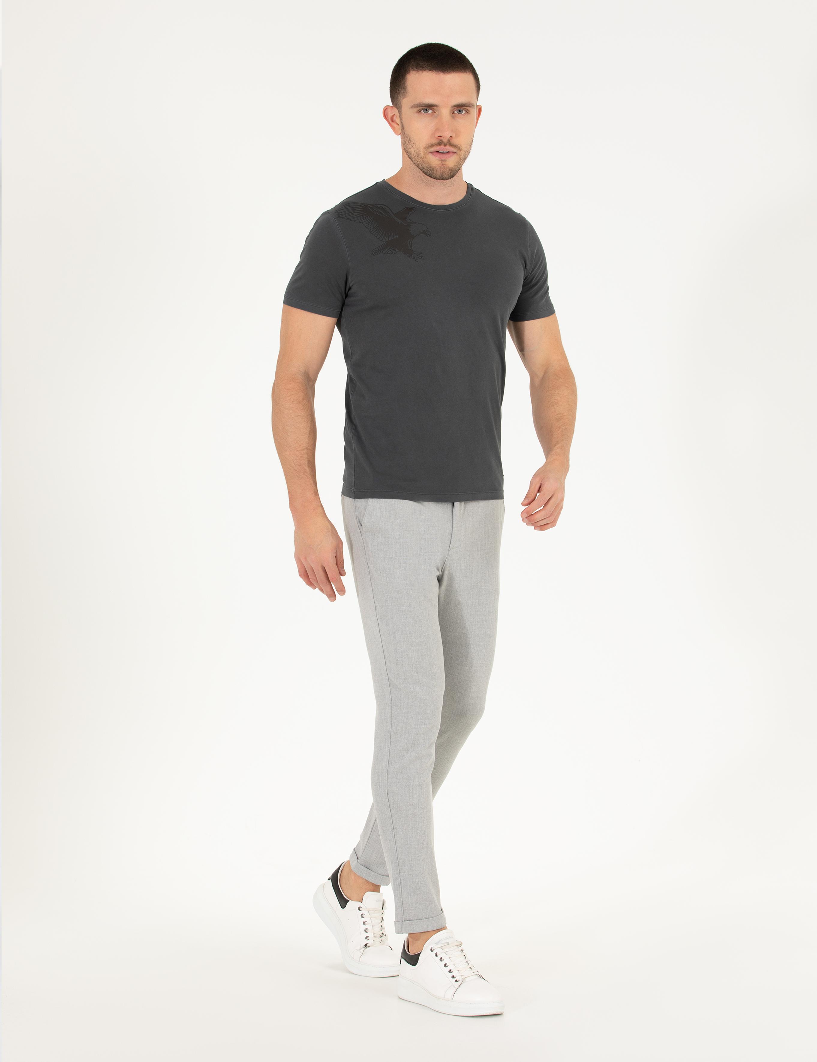 Gri Jogger Fit Kanvas Pantolon