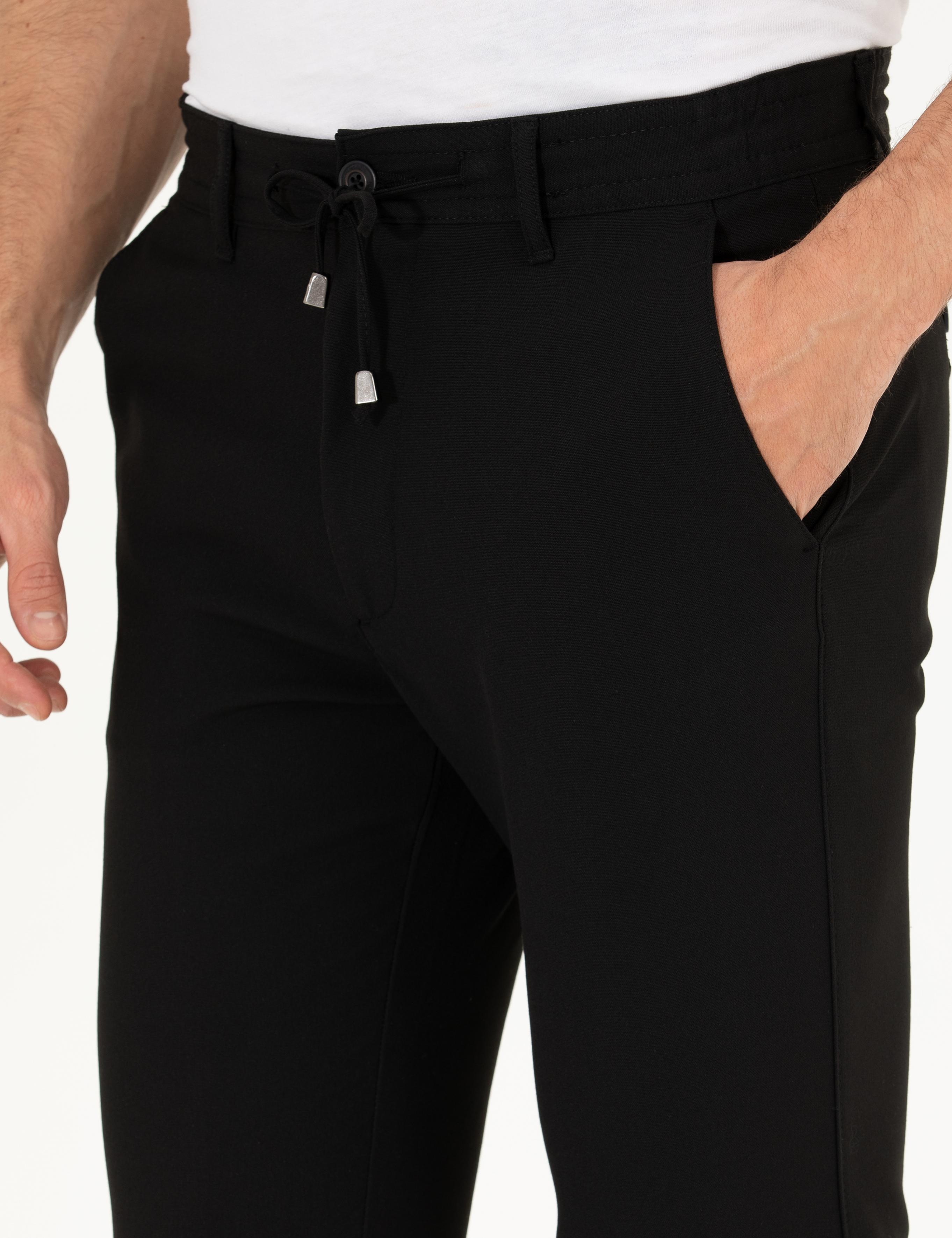 Siyah Jogger Fit Kanvas Pantolon