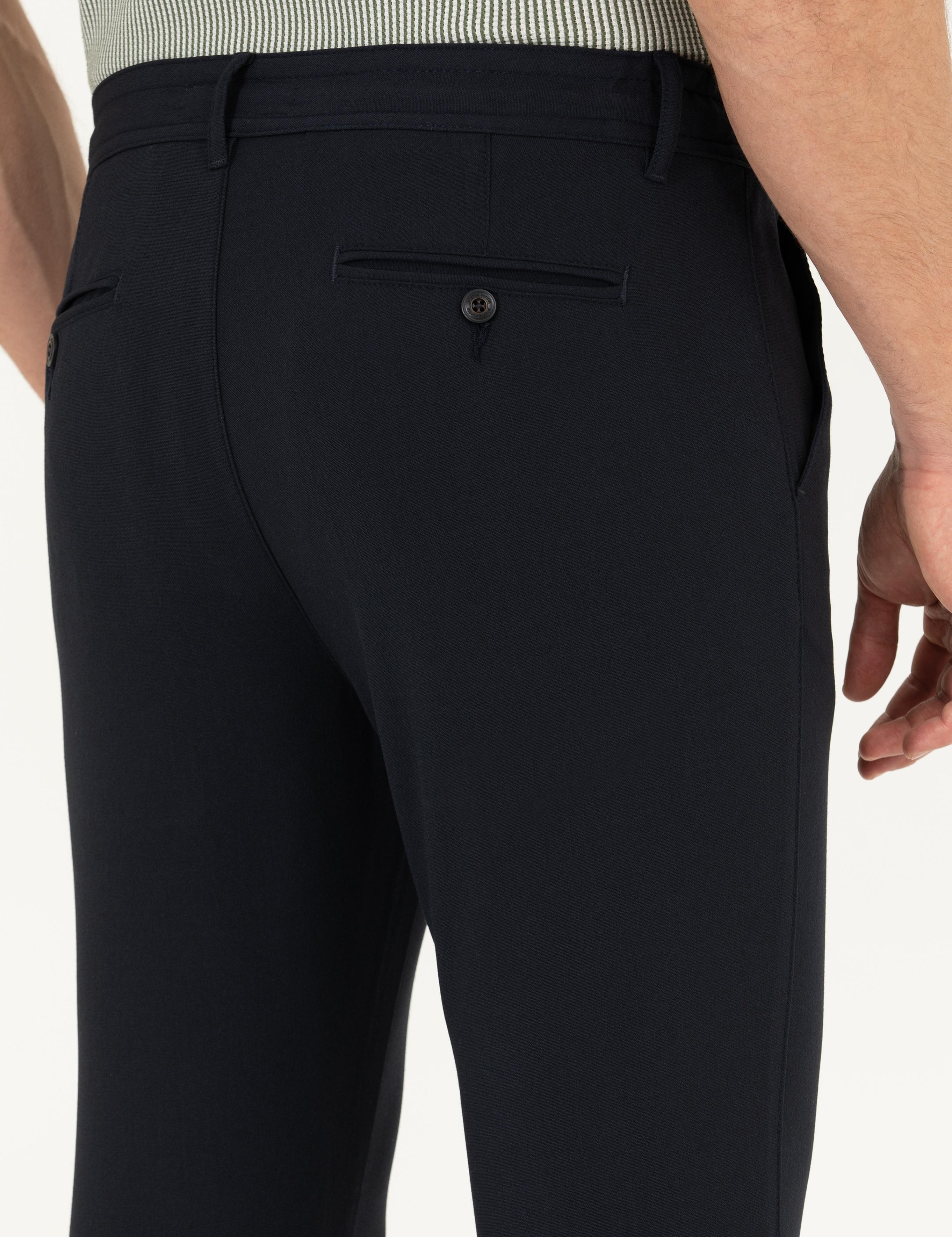 Lacivert Jogger Fit Kanvas Pantolon