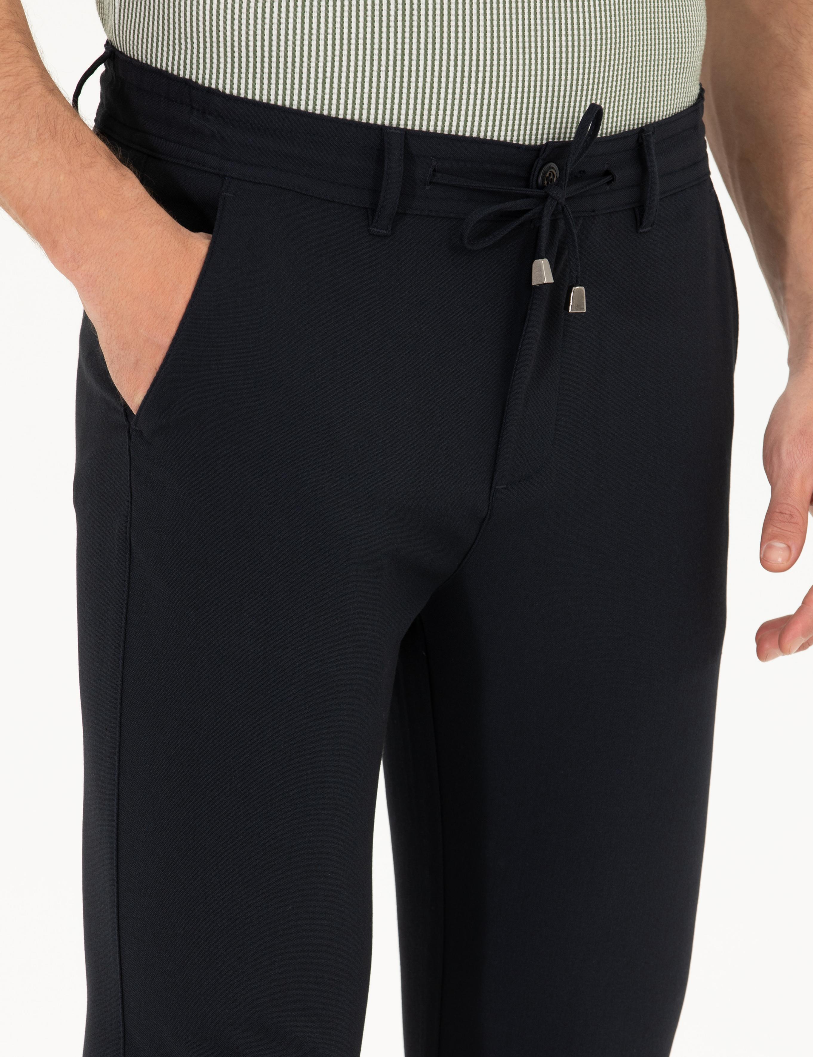 Lacivert Jogger Fit Kanvas Pantolon