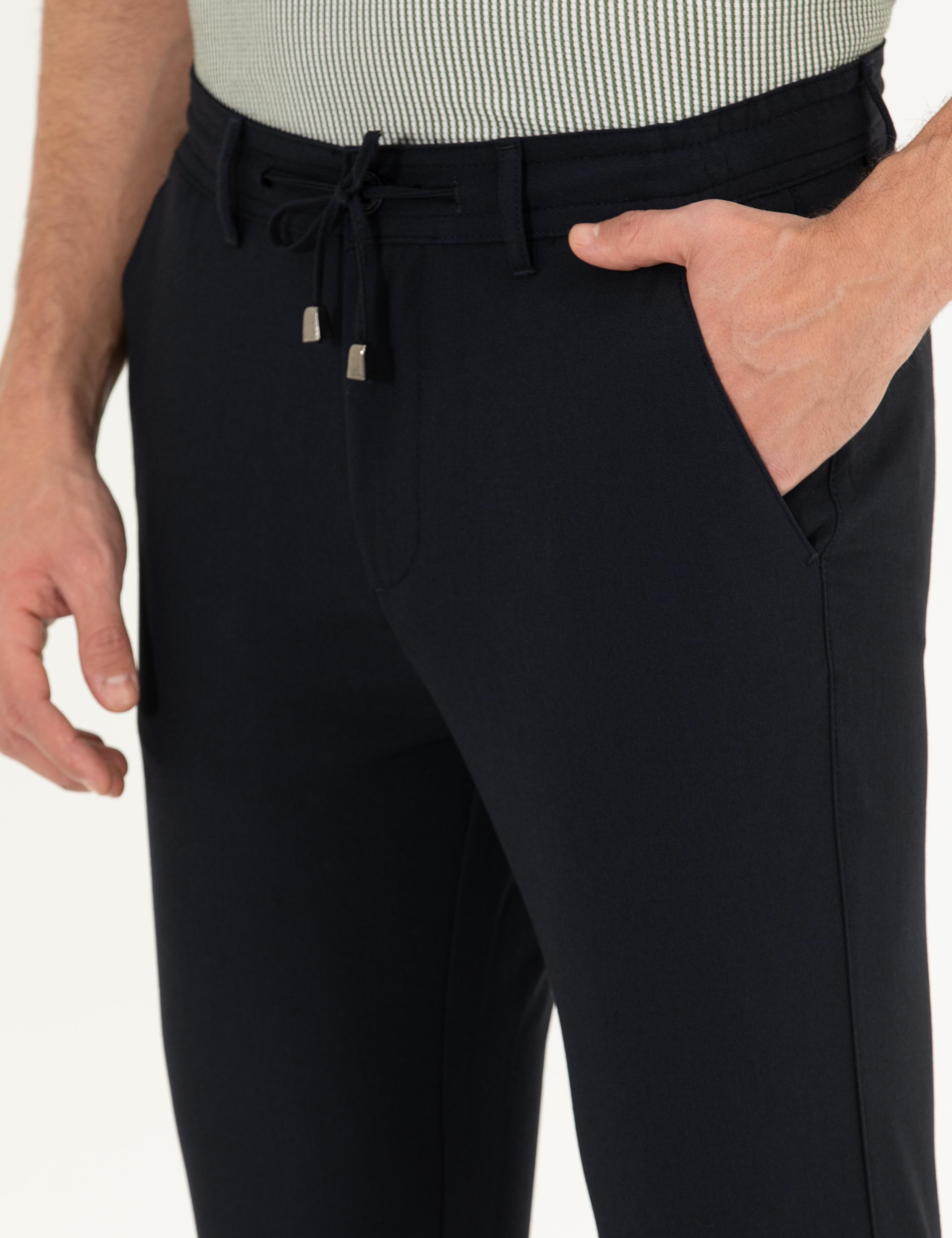 Lacivert Jogger Fit Kanvas Pantolon