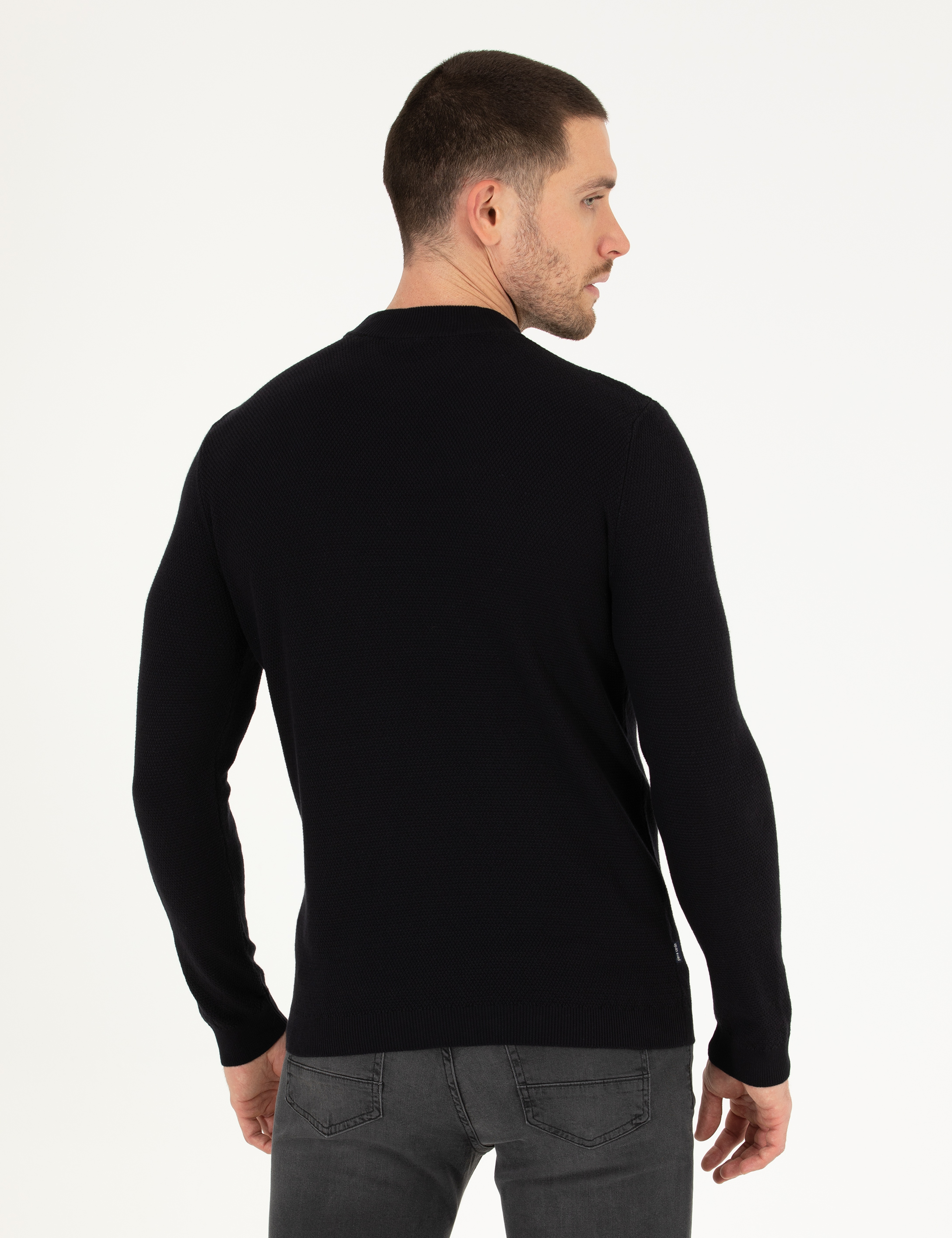 Lacivert Slim Fit Bisiklet Yaka Triko Kazak - Image 5