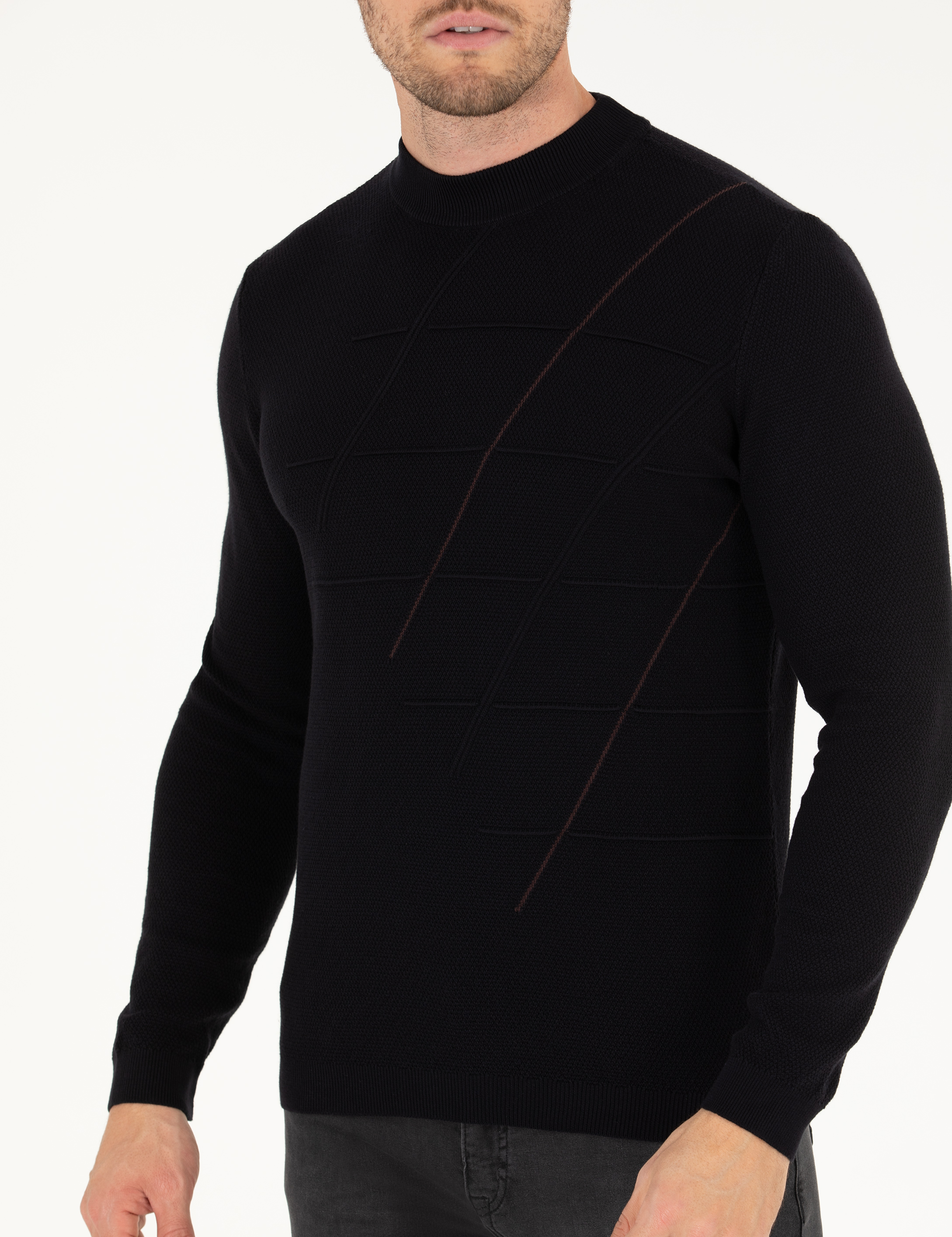 Pierre Cardin Lacivert Slim Fit Bisiklet Yaka Triko Kazak görsel 6