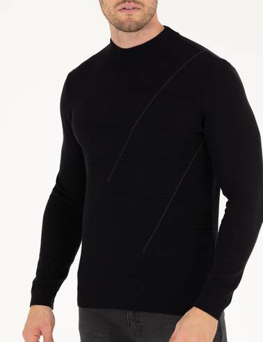 Lacivert Slim Fit Bisiklet Yaka Triko Kazak