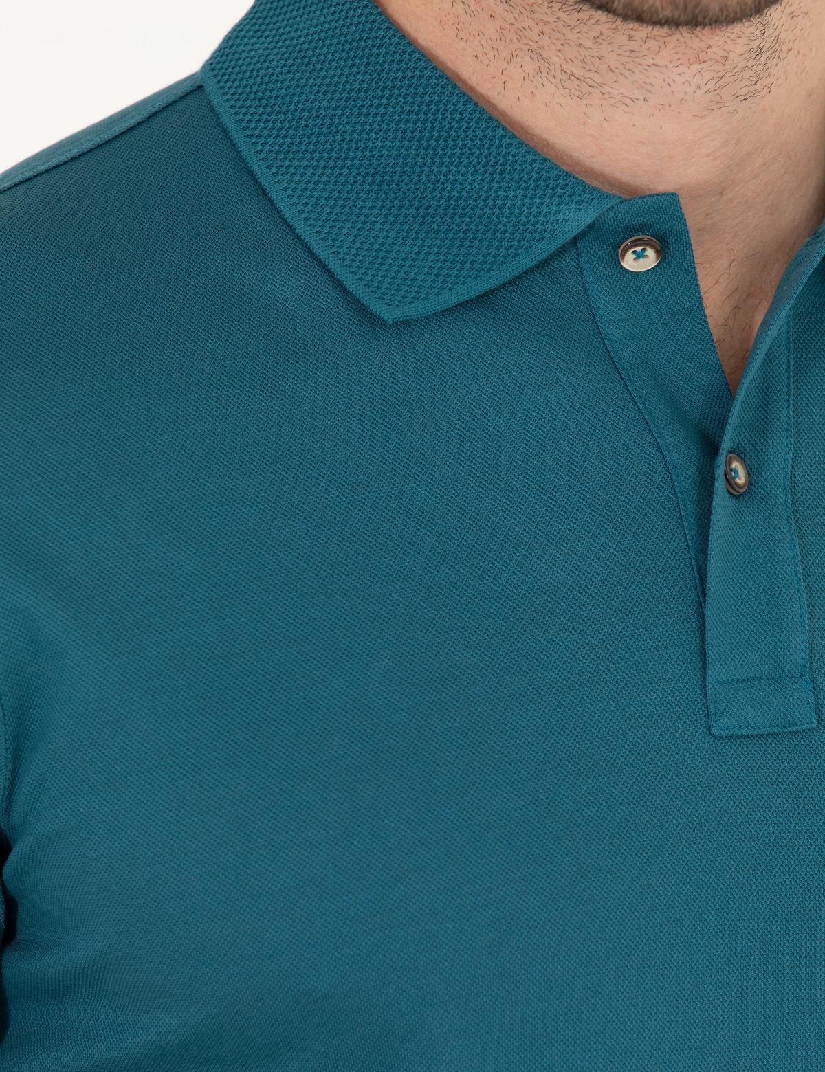 Yeşil Slim Fit Polo Yaka Merserize Tişört - 50262665189