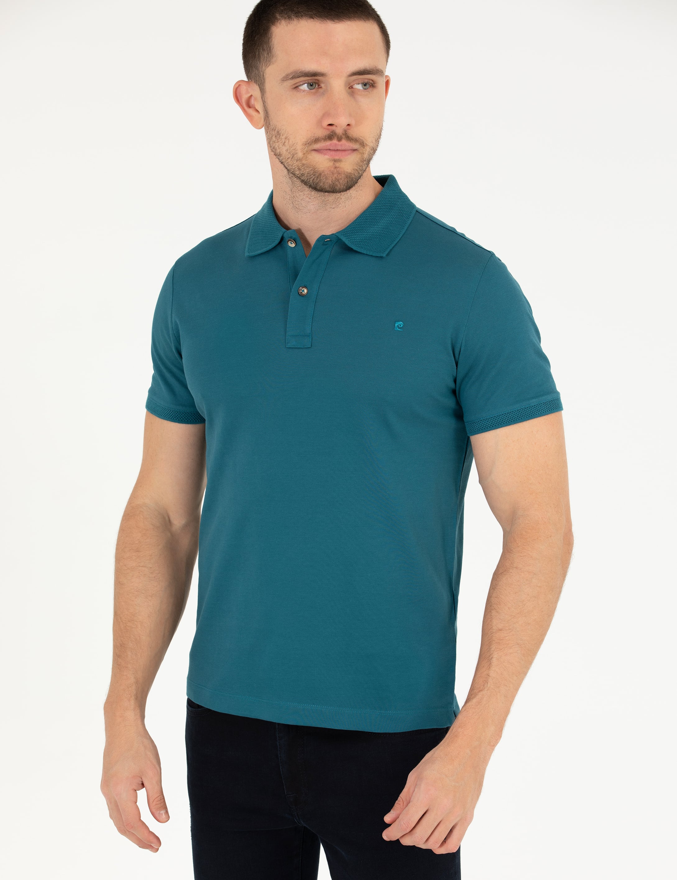 Yeşil Slim Fit Polo Yaka Merserize Tişört