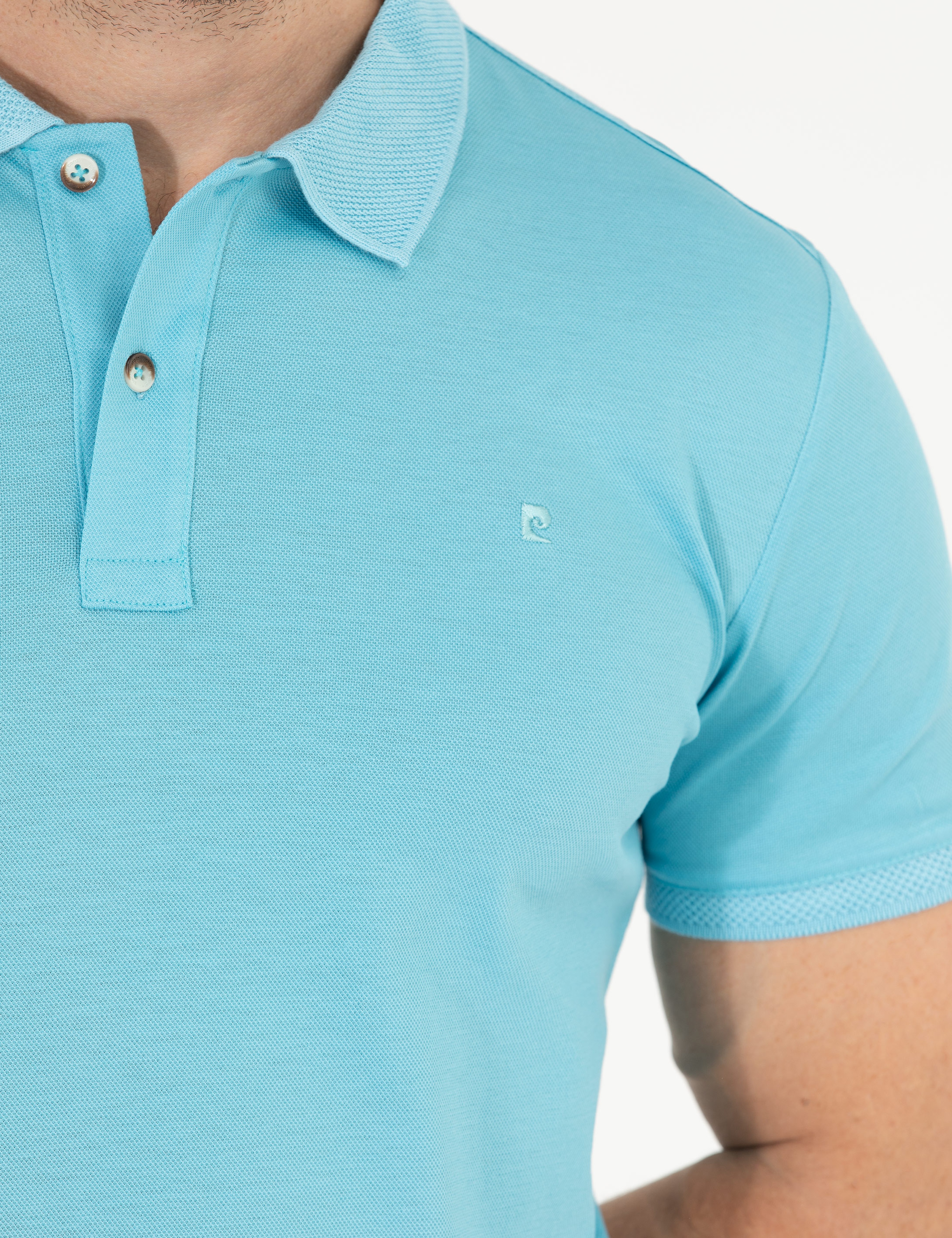 Açık Mavi Slim Fit Polo Yaka Merserize Tişört - Image 7