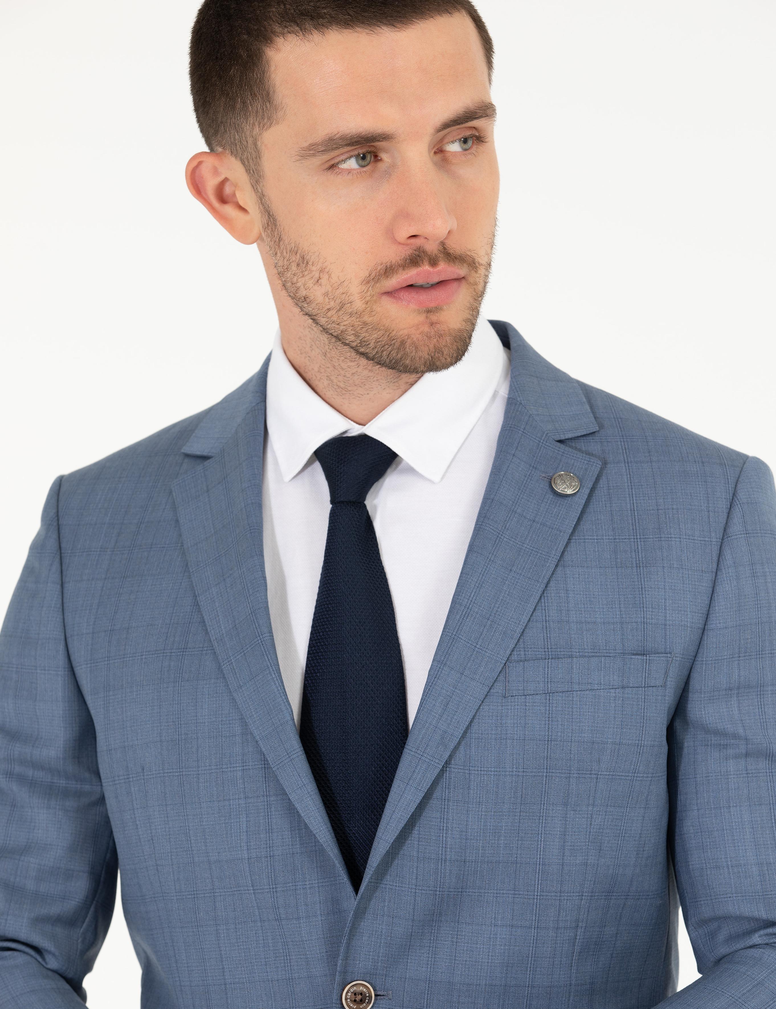 %100 Yün Mavi Ekstra Slim Fit Takım Elbise